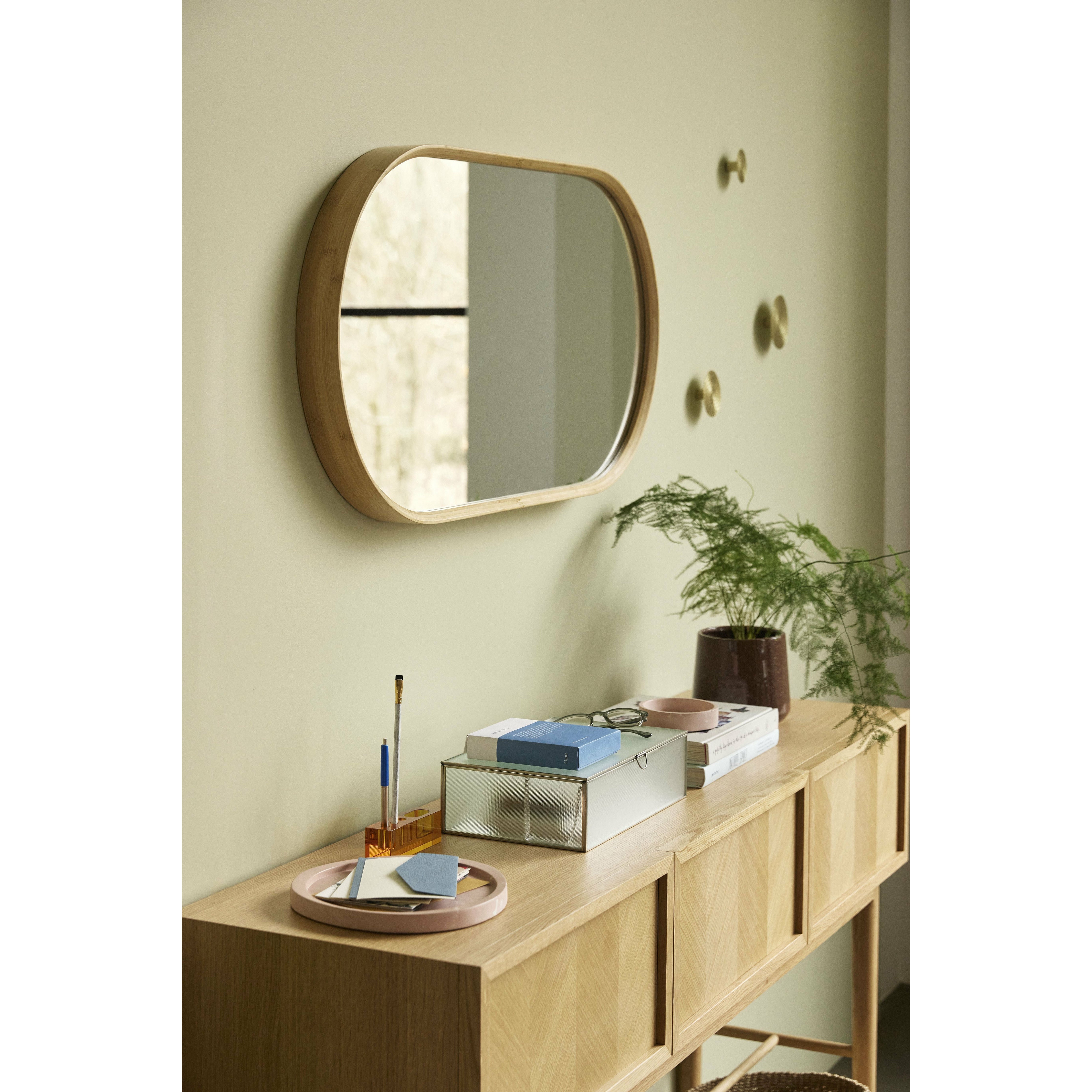 [product_category]-Hübsch Mood Wall Mirror Glass/Bamboo Natural-Hübsch-5712772101896-241204-HUB-5