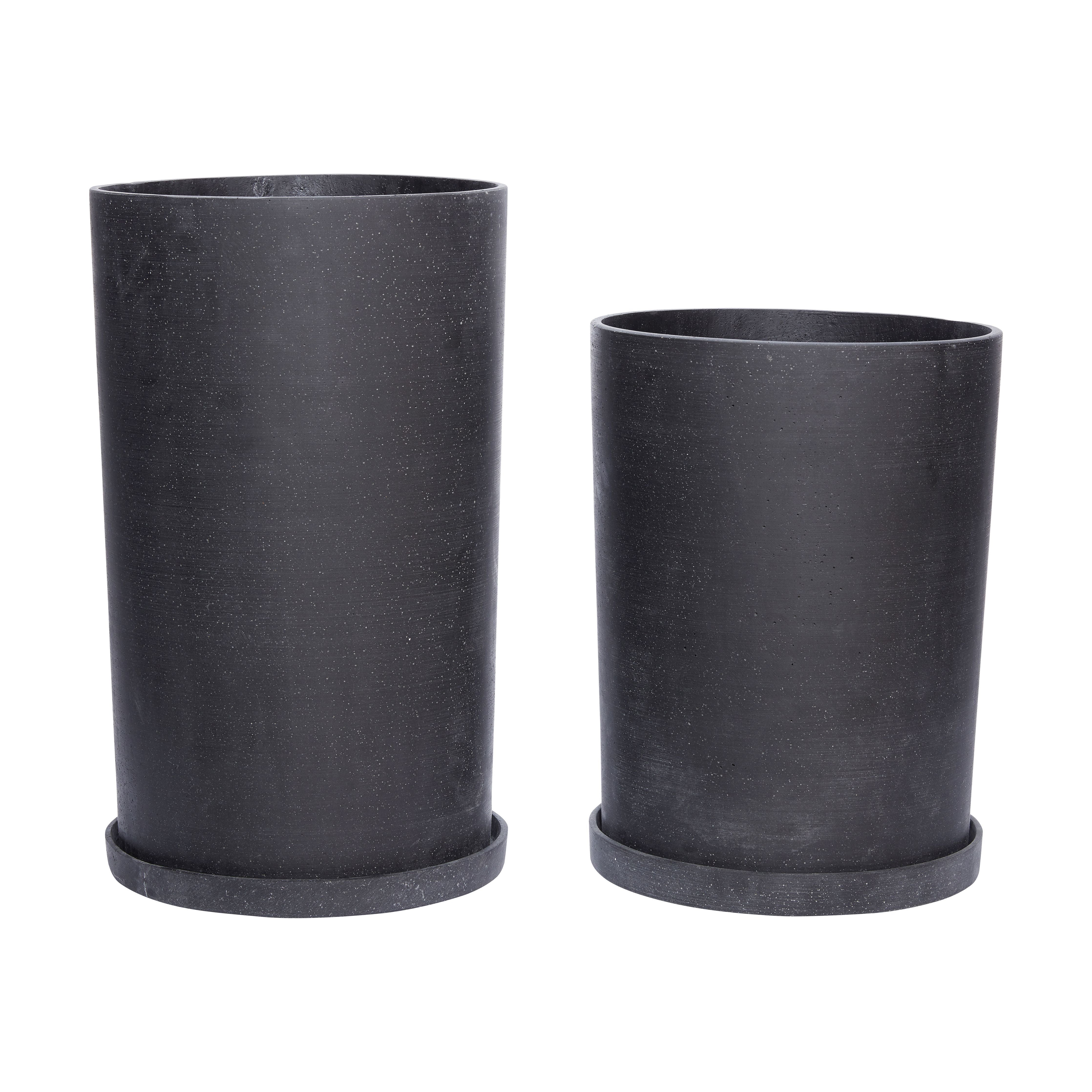 [product_category]-Hübsch Podium Pots Large Set Of 2, Black-Hübsch-5712772056325-900308-HUB-1
