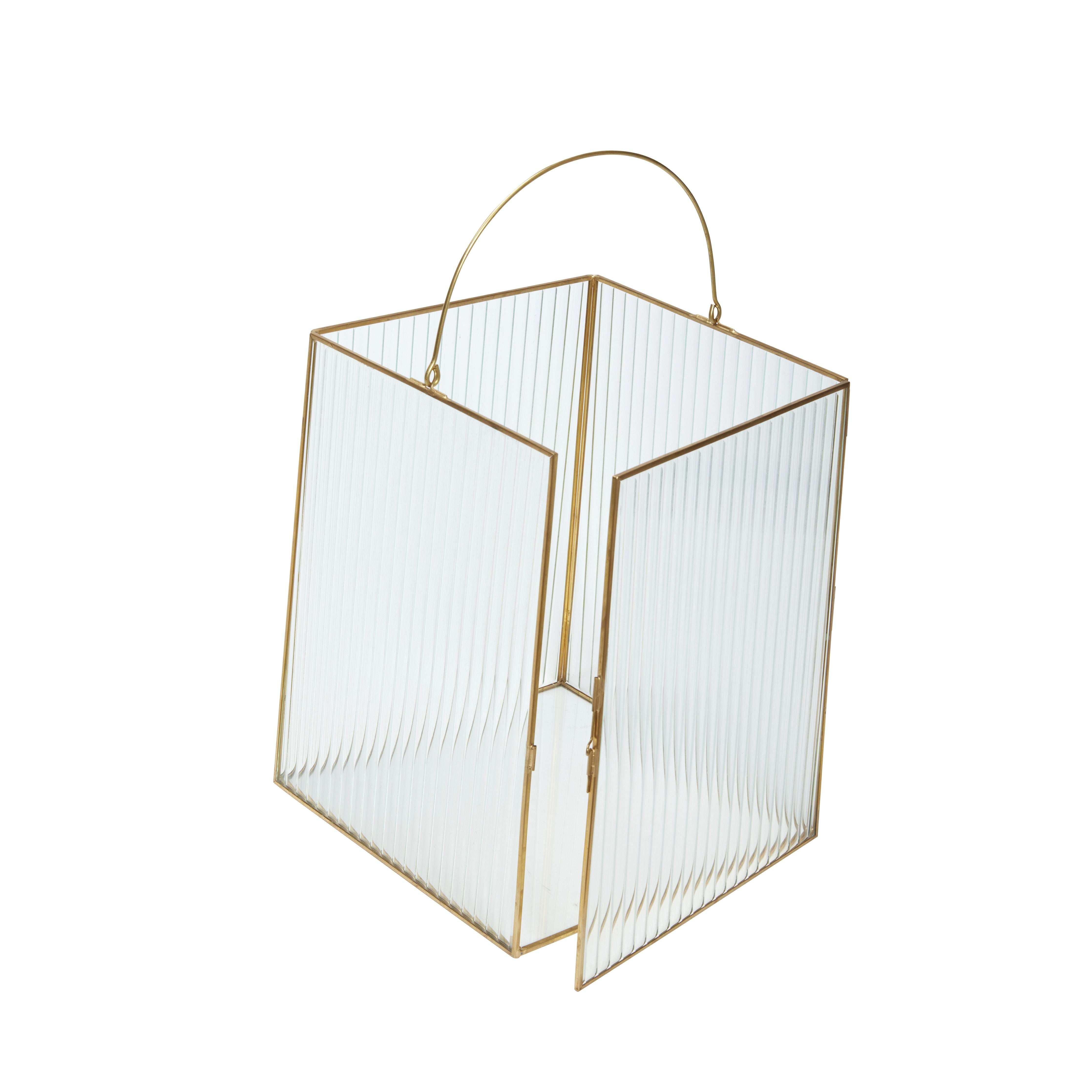 [product_category]-Hübsch Ripple Lanterns (Set Of 2), Clear/Brass-Hübsch-5712772107621-151301-HUB-2