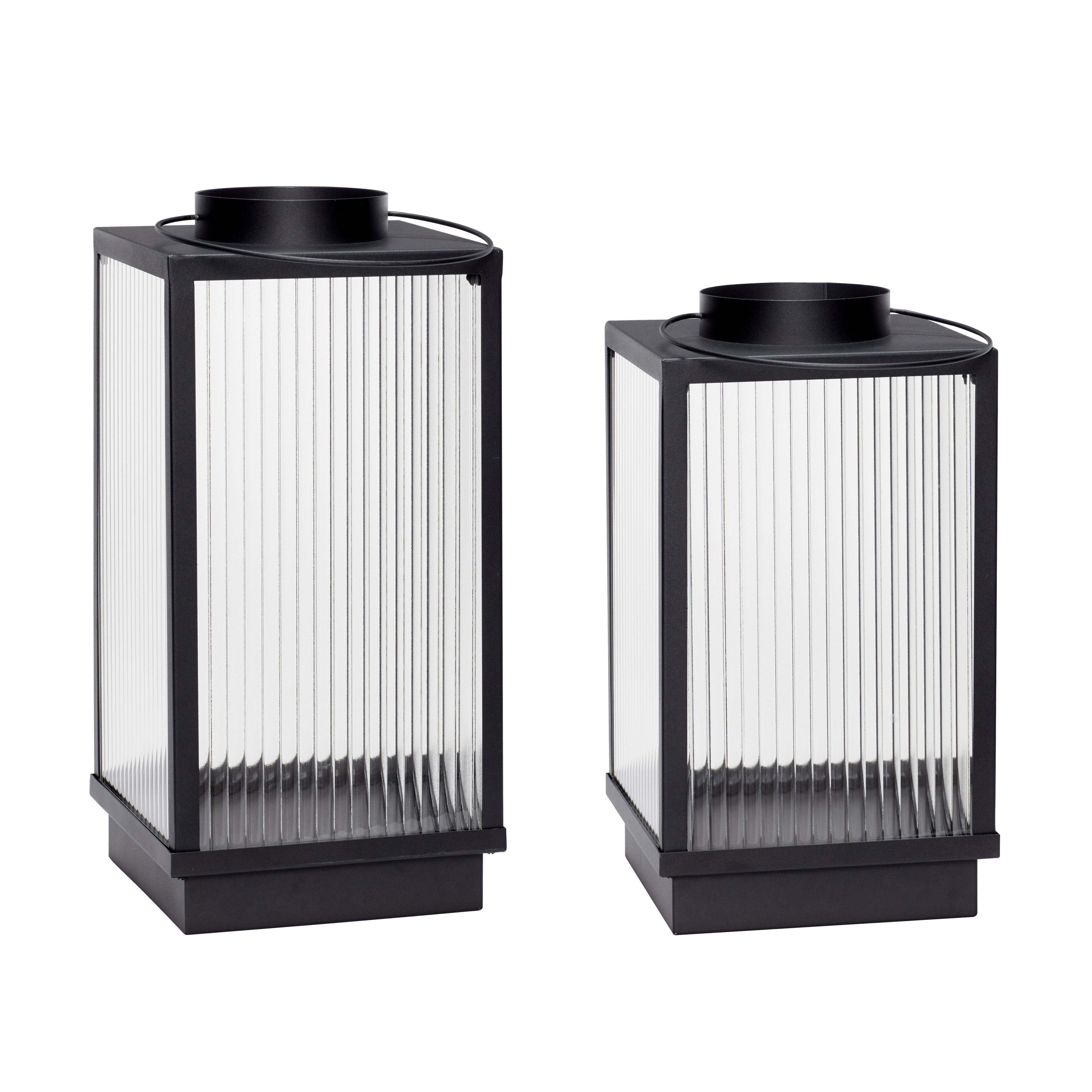 [product_category]-Hübsch Ripple Lanters (Set Of 2), Black-Hübsch-5712772072745-991125-HUB-1