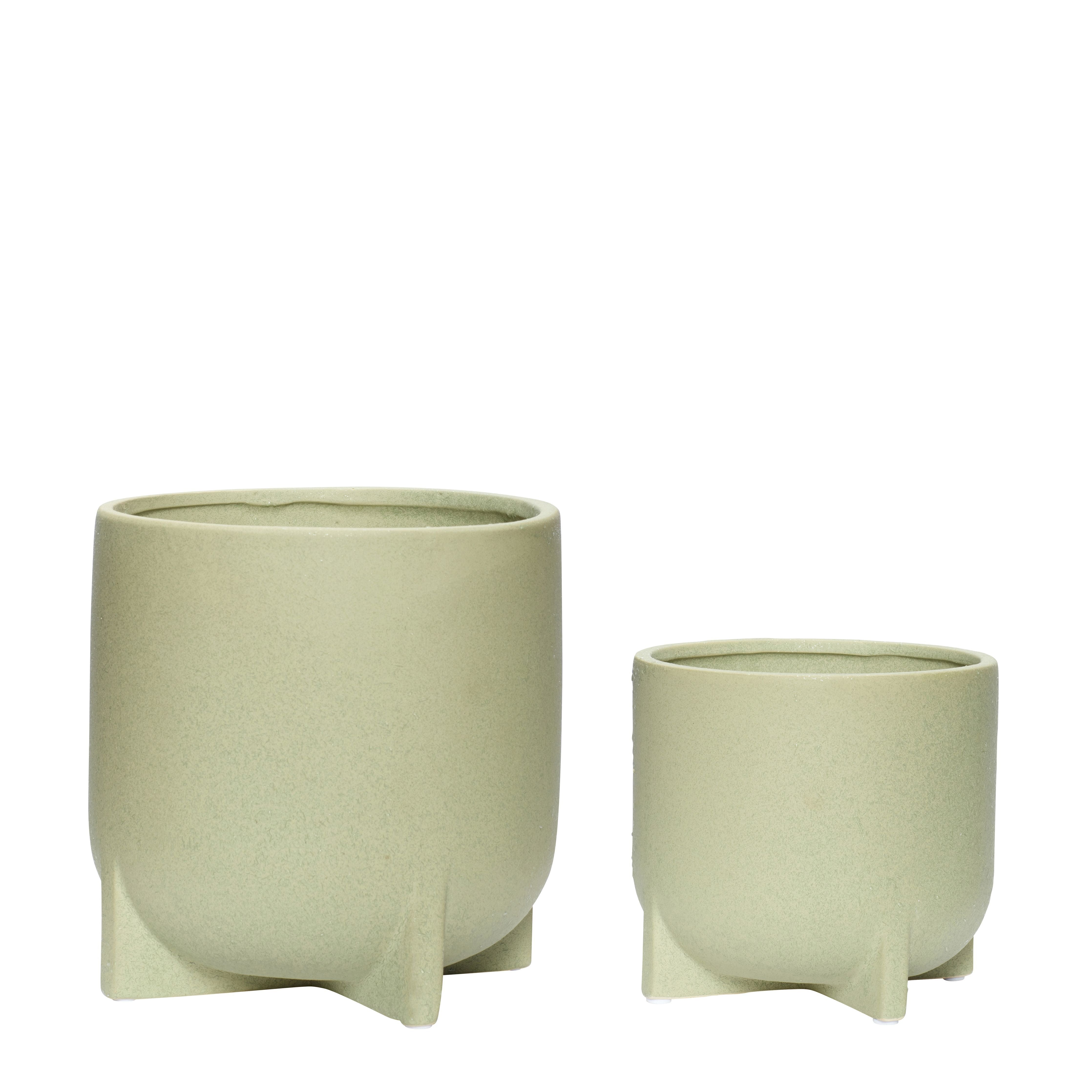 [product_category]-Hübsch Split Pot Ceramic Green Set Of 2-Hübsch-5712772110560-671305-HUB-1