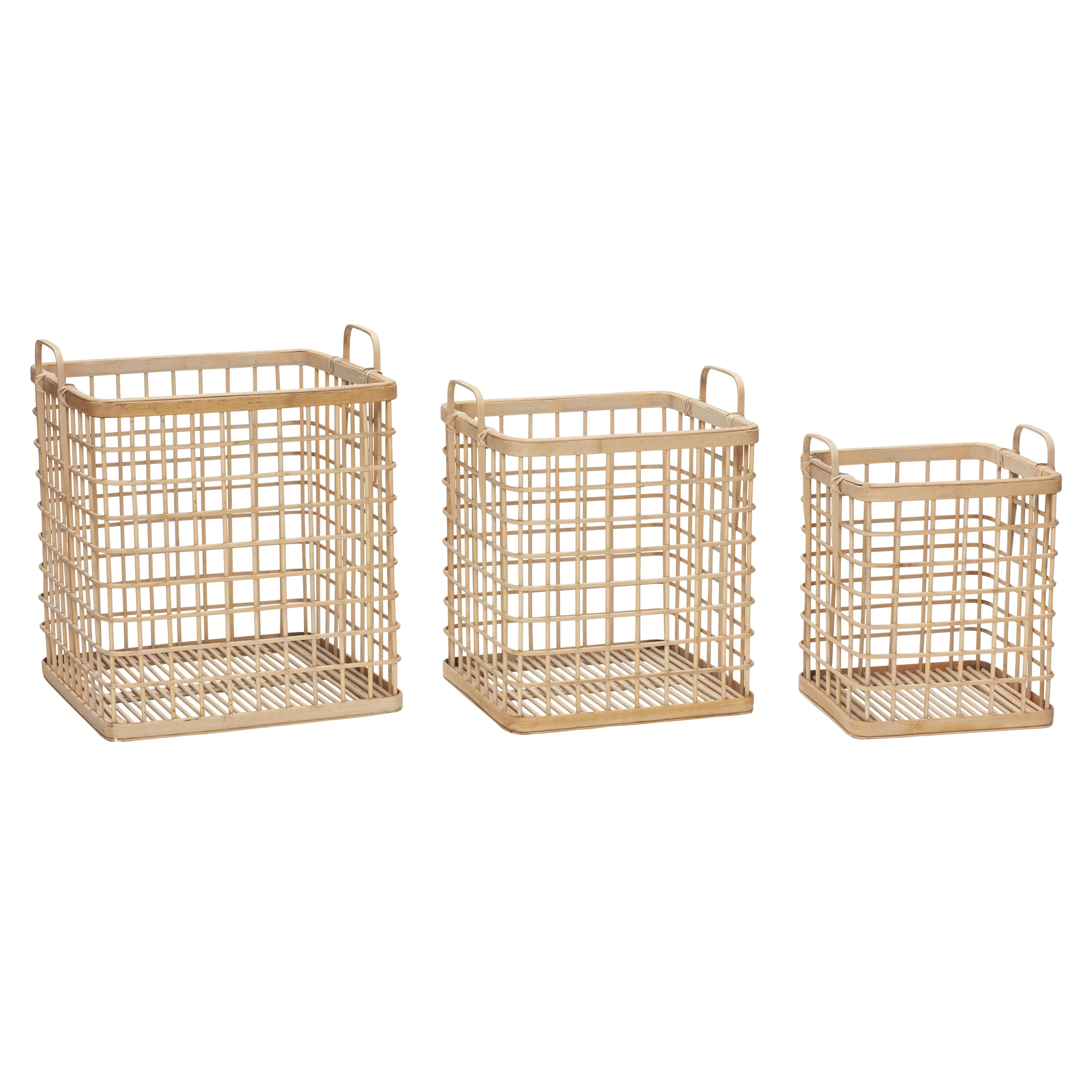 [product_category]-Hübsch Square Korb M Handles Square Bamboo Nature Set Of 3-Hübsch-5712772058275-30407-HUB-1