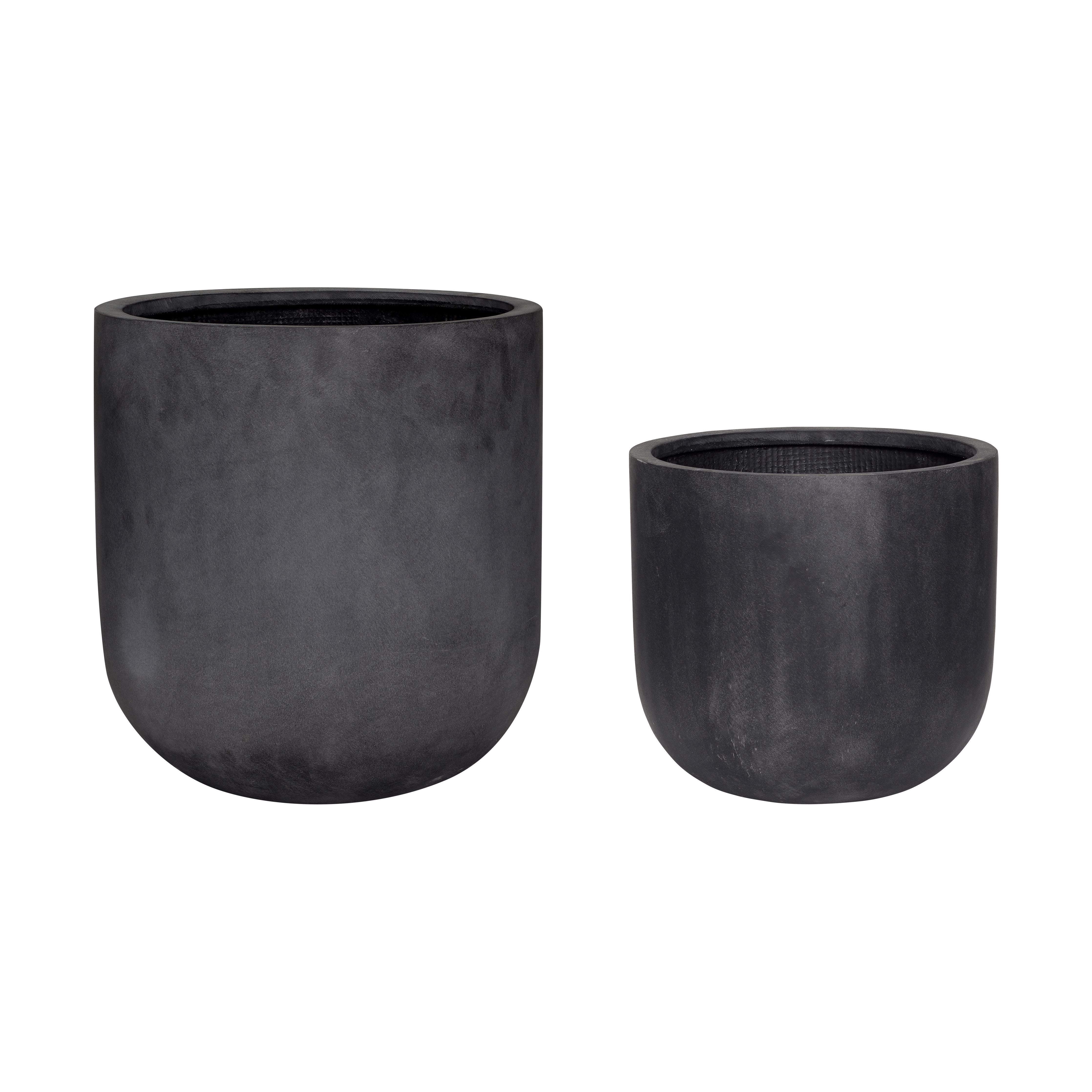 [product_category]-Hübsch Villa Pots (Set Of 2), Black-Hübsch-5712772064023-850601-HUB-1