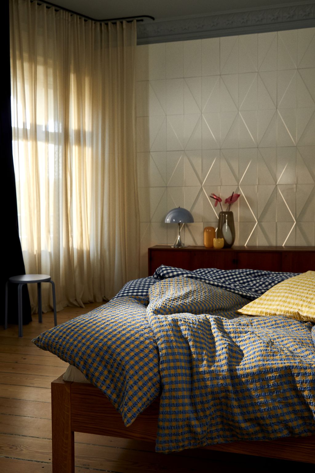 [product_category]-Juna Bæk&Bølge Bed Linen 140 X200 Cm, Blue/Ochre-Juna-5713397360446-636044-JUN-5