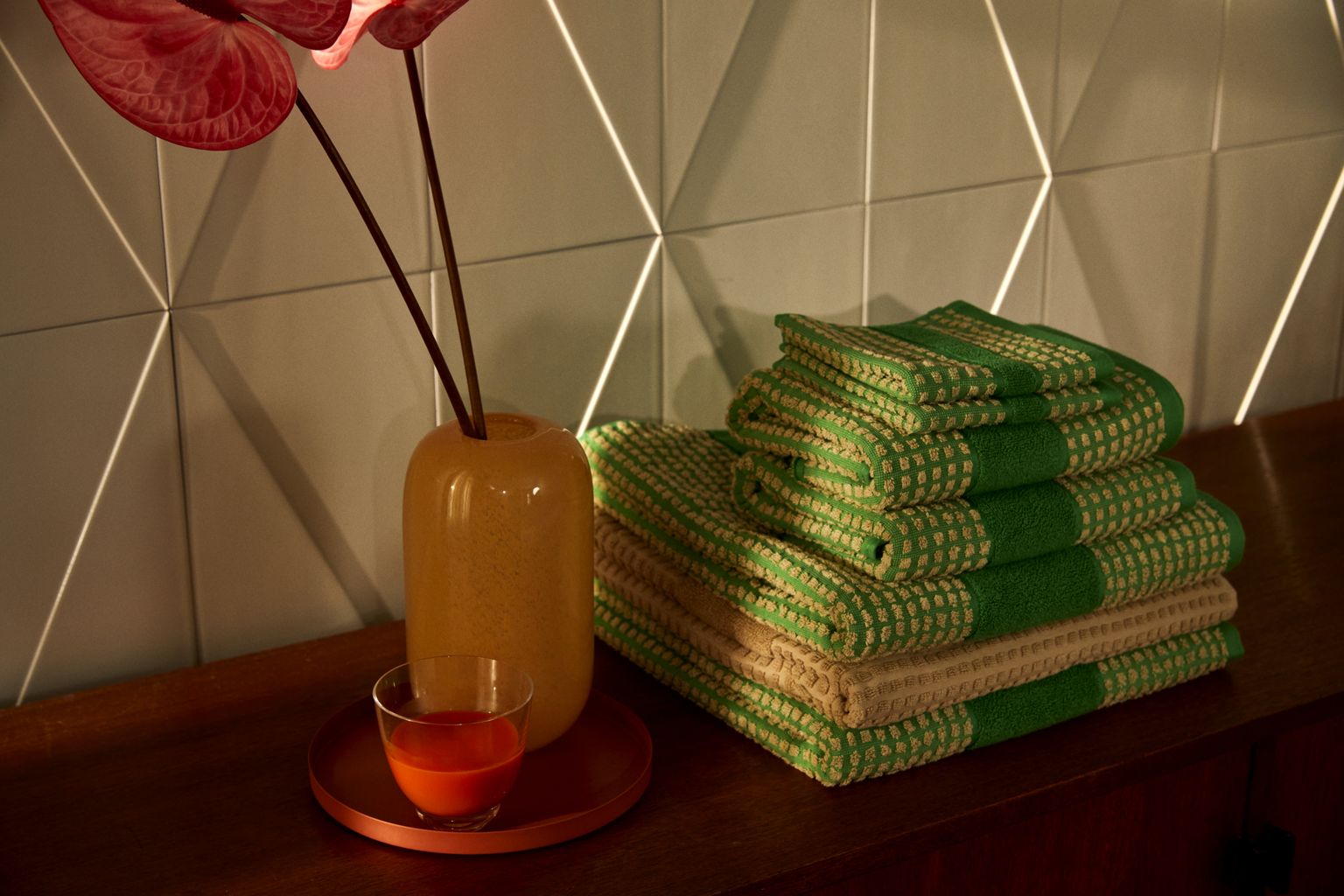 [product_category]-Juna Check Towel 70 X140 Cm, Green/Beige-Juna-5713397150702-615070-JUN-9