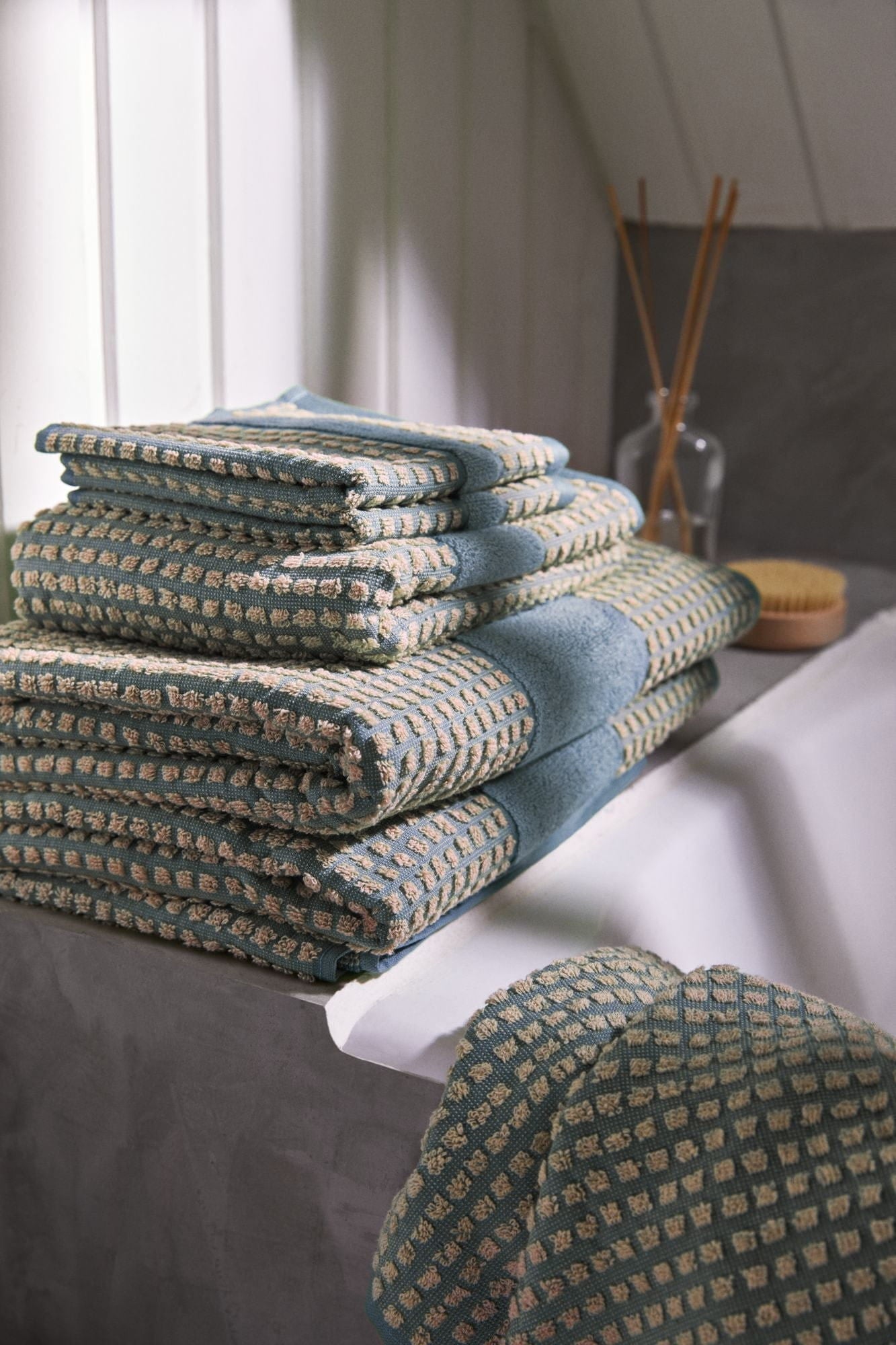 [product_category]-Juna Check Washcloth 30x30 Cm, Light Blue/Sand-Juna-5713397140741-614074-JUN-5