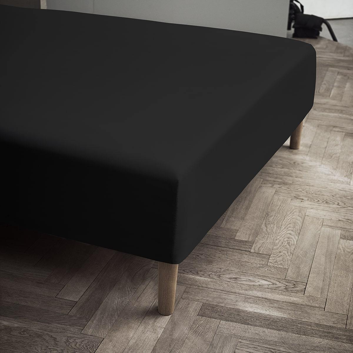 Juna Jersey Stretch Sheet Black, 140x45x200 cm