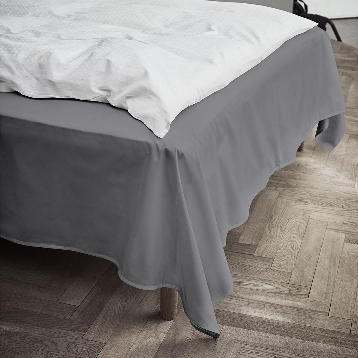 [product_category]-Juna Percale Flat Sheet Grey, 150x250 Cm-Juna-5705614116233-618320-JUN-2