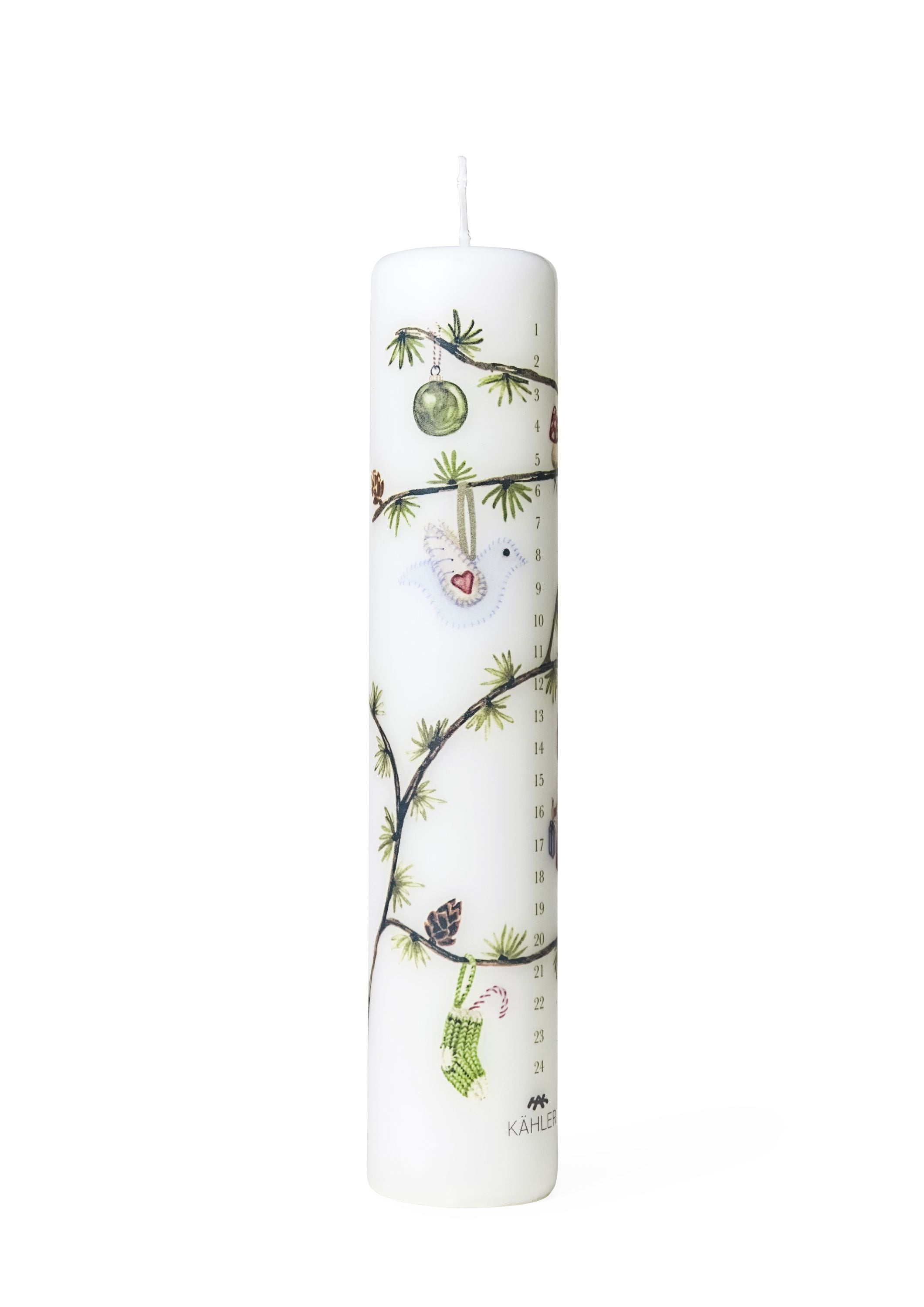 [product_category]-Kähler Hammershøi Christmas Advent Candle 2023 ø5 Cm White W. Deco-Kähler-5703779183848-693237-KAH-3