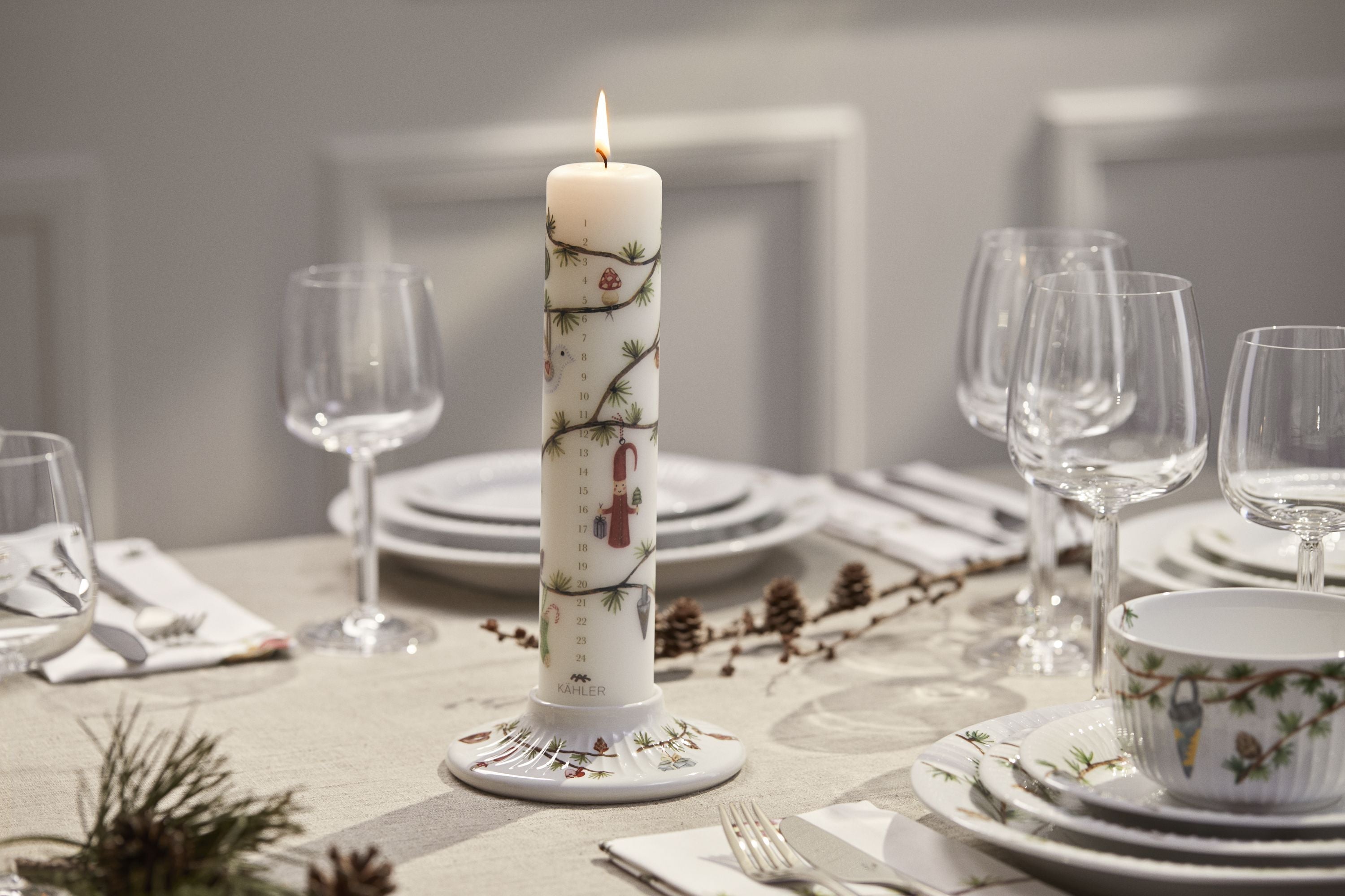 [product_category]-Kähler Hammershøi Christmas Advent Candle 2023 ø5 Cm White W. Deco-Kähler-5703779183848-693237-KAH-5