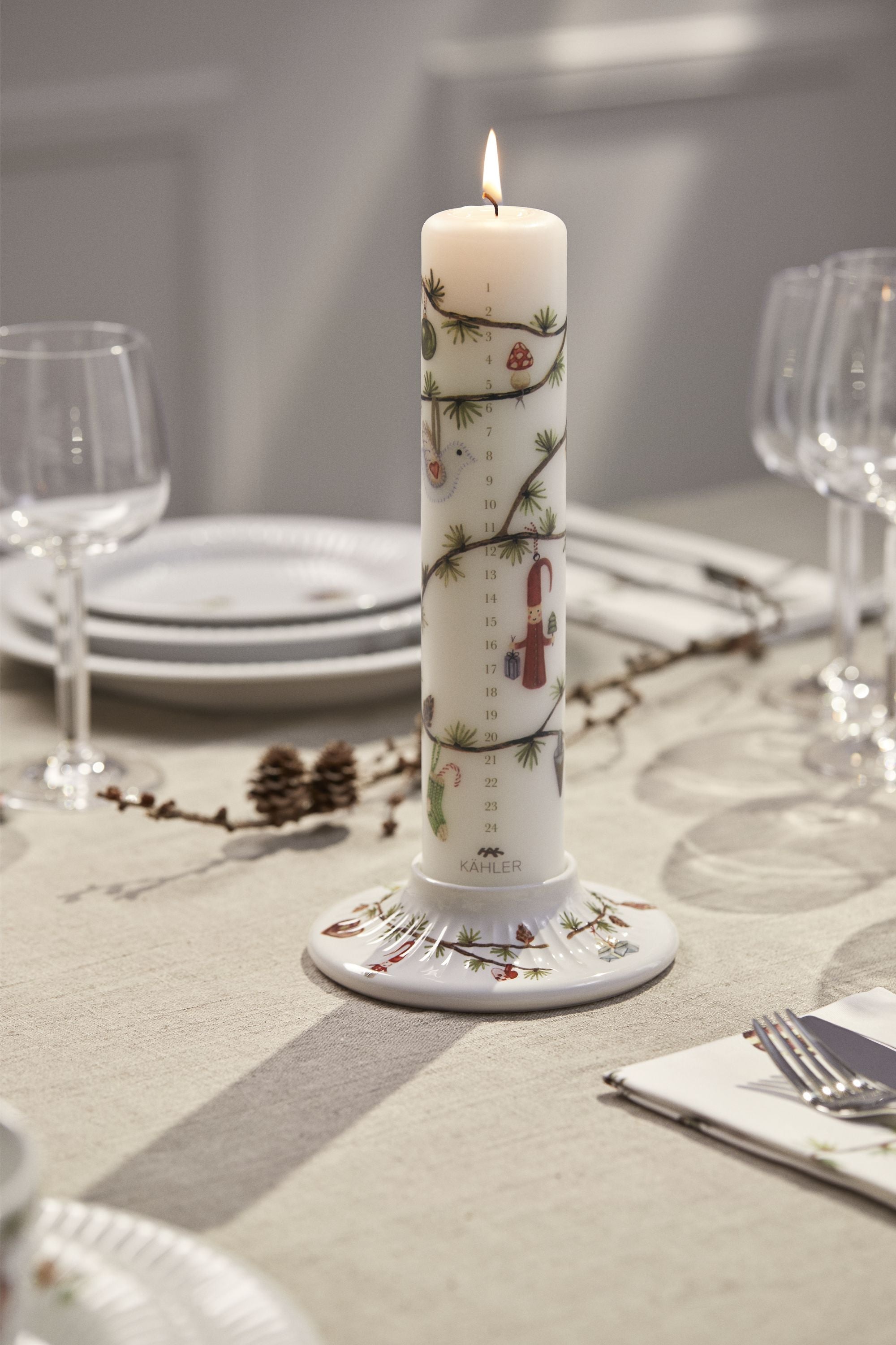 [product_category]-Kähler Hammershøi Christmas Block Candle Holder ø13 Cm White W. Deco-Kähler-5703779187679-693271-KAH-11