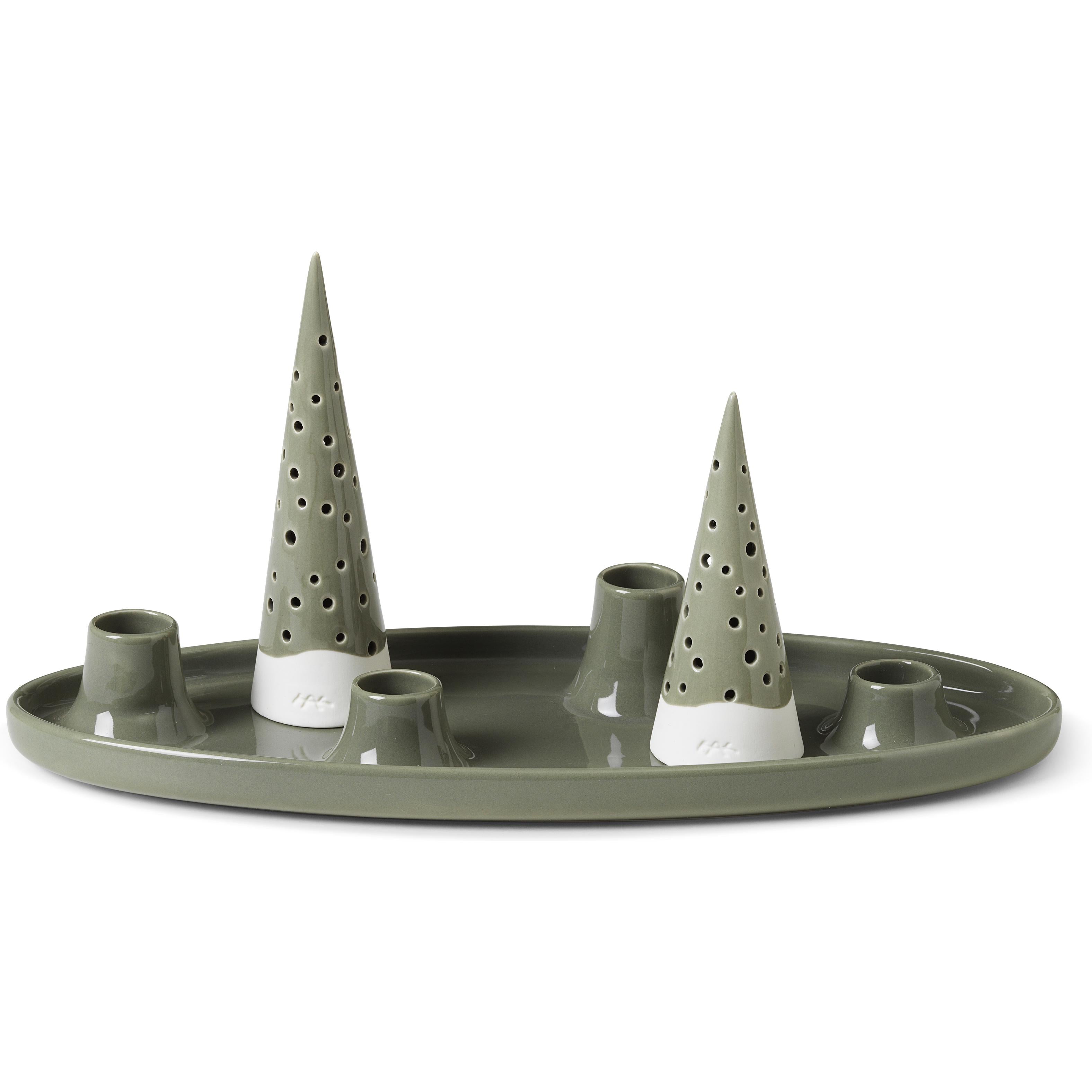 [product_category]-Kähler Nobili Oval Advent Candle Holder, Olive Green-Kähler-5703779185200-690048-KAE-1