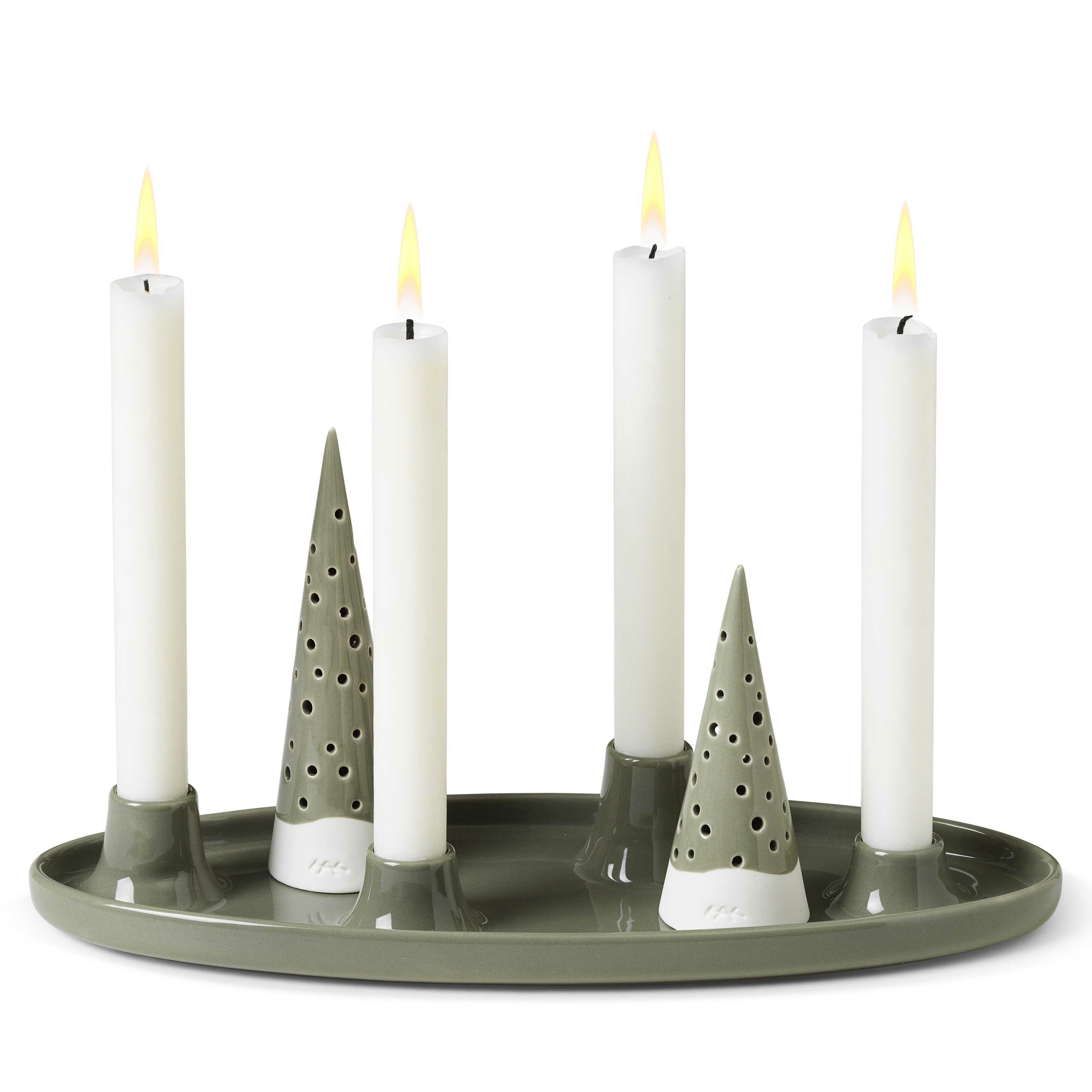 [product_category]-Kähler Nobili Oval Advent Candle Holder, Olive Green-Kähler-5703779185200-690048-KAE-2