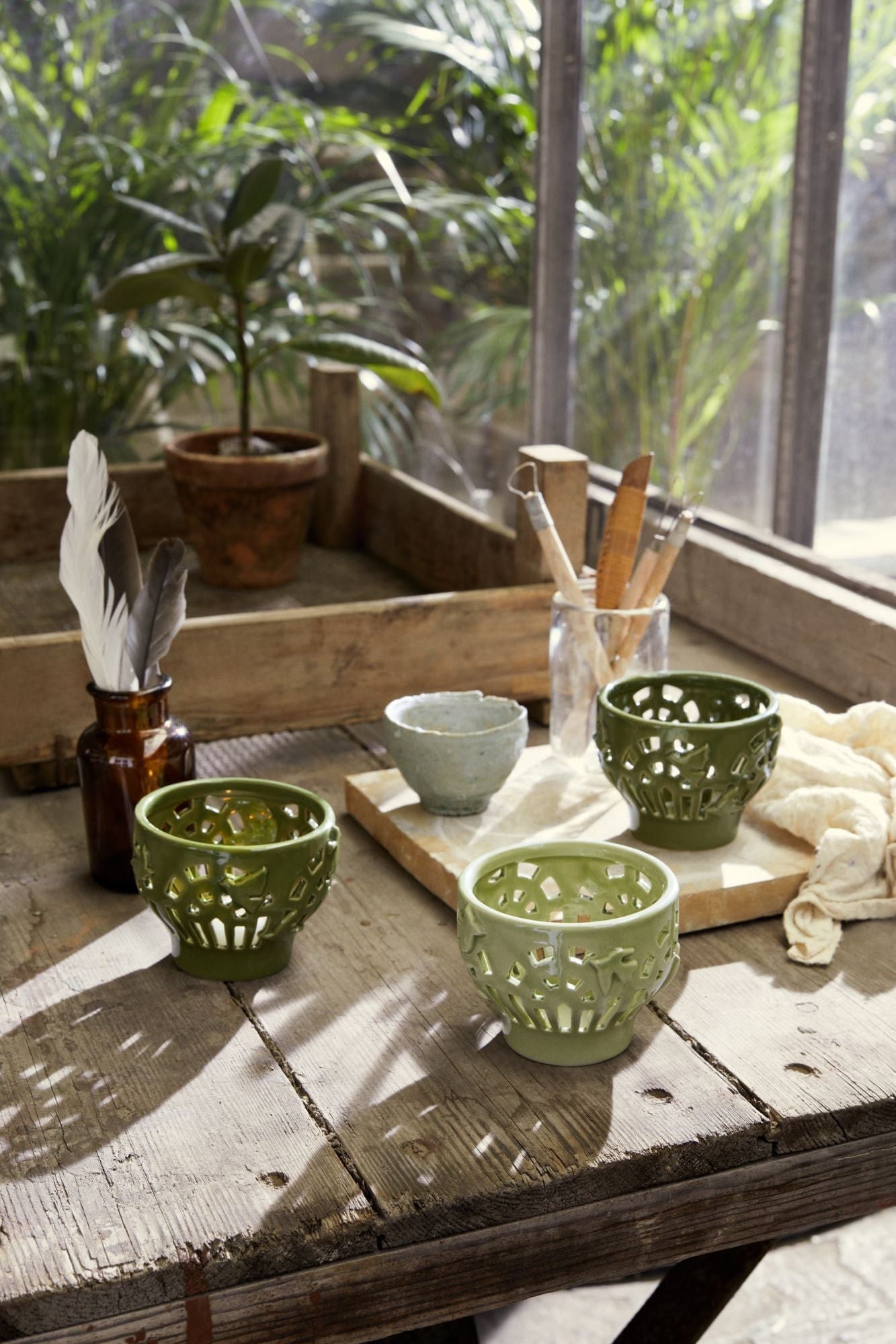 [product_category]-Kähler Orangery Tealight Holder ø9.5 Cm, Green Garden-Kähler-5703779186887-691203-KAH-10