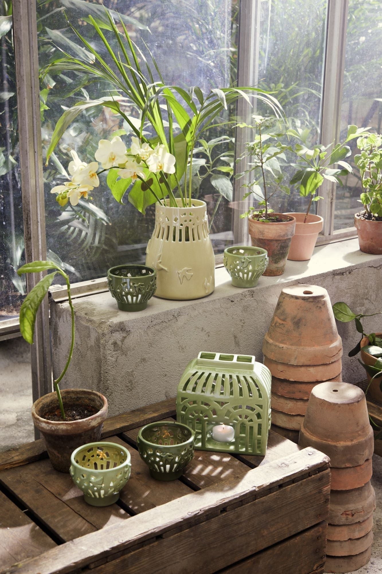 [product_category]-Kähler Orangery Tealight Holder ø9.5 Cm, Green Garden-Kähler-5703779186887-691203-KAH-12