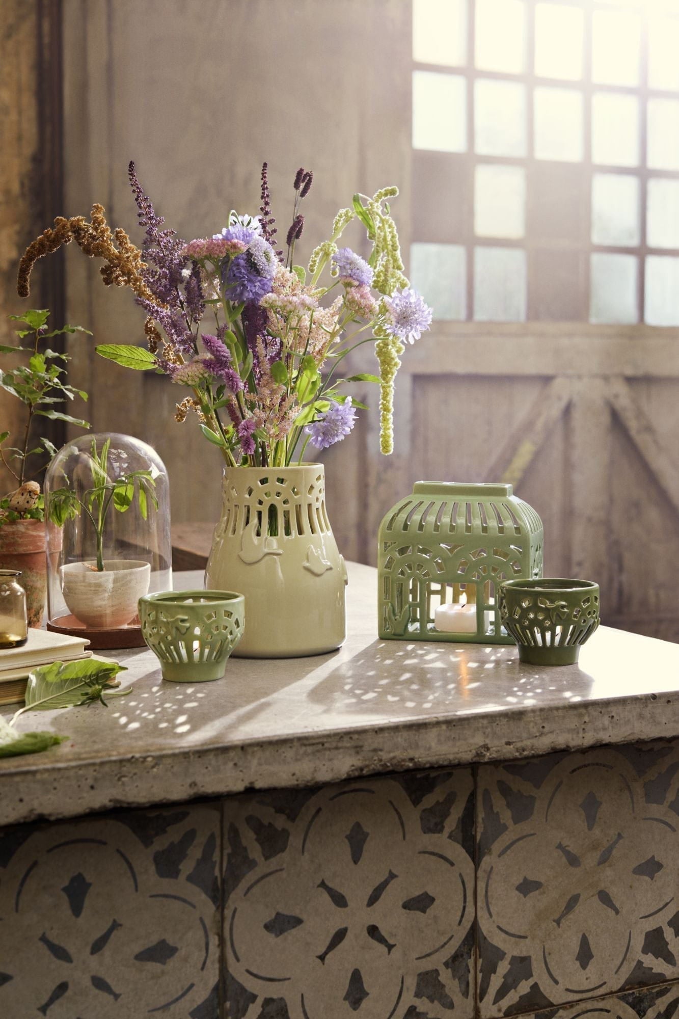 [product_category]-Kähler Orangery Tealight Holder ø9.5 Cm, Green Garden-Kähler-5703779186887-691203-KAH-16