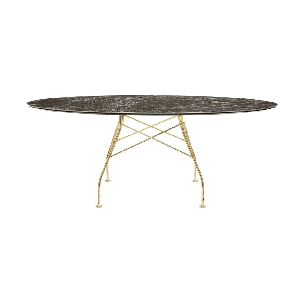 [product_category]-Kartell Glossy Table Oval Marble, Gold/Brown Emperador-Kartell-8058967294194-04579MM-KAR-8