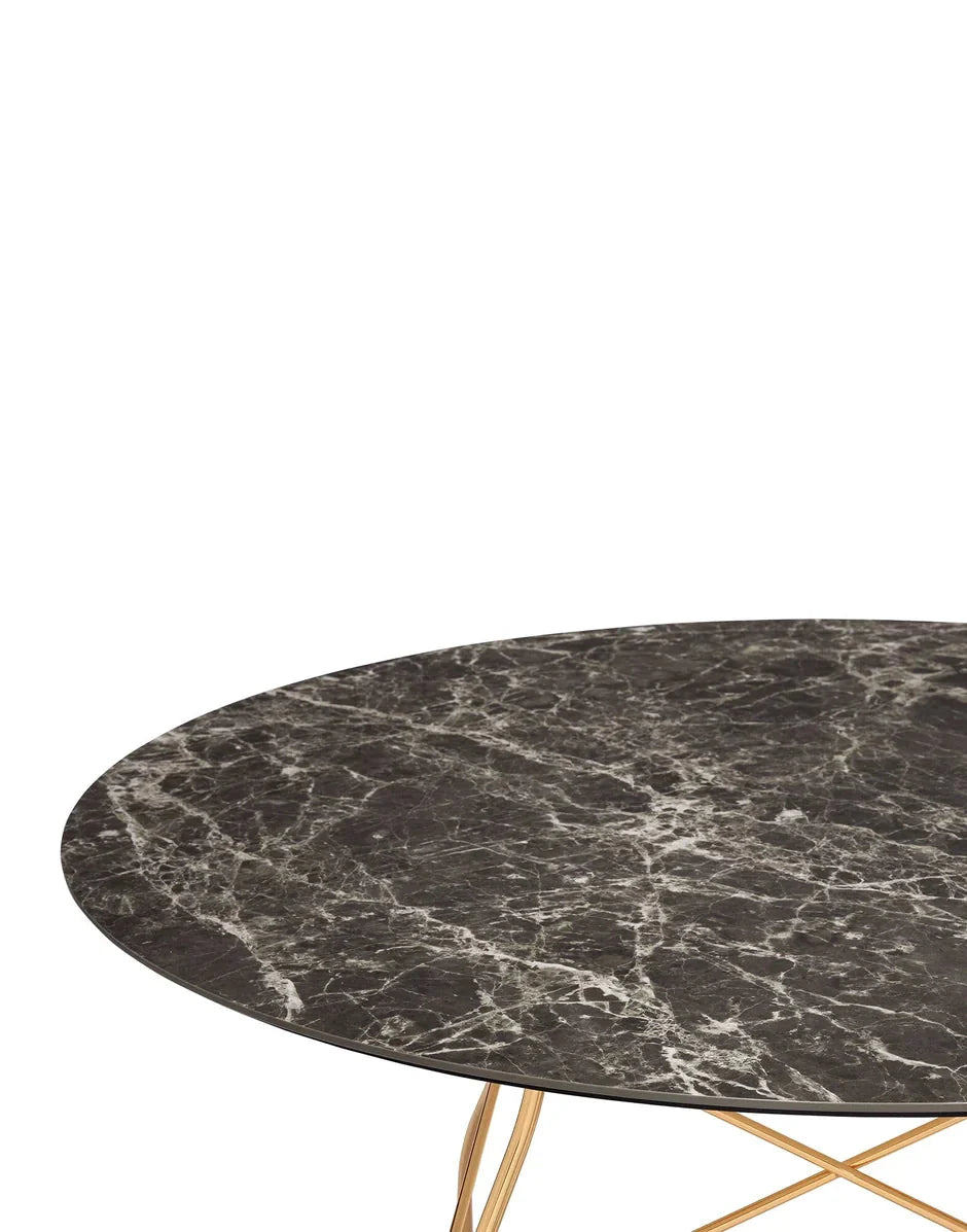 [product_category]-Kartell Glossy Table Round Marble, Gold/Brown Emperador-Kartell-8058967293913-04580MM-KAR-8
