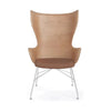 Kartell K/dřevěné křeslo kůže, lehké dřevo/chrom