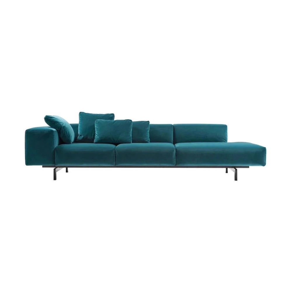 [product_category]-Kartell Largo 2 Seater Sofa With Footrest Velvet, Teal Blue-Kartell-8058967258592-0717153-KAR-1