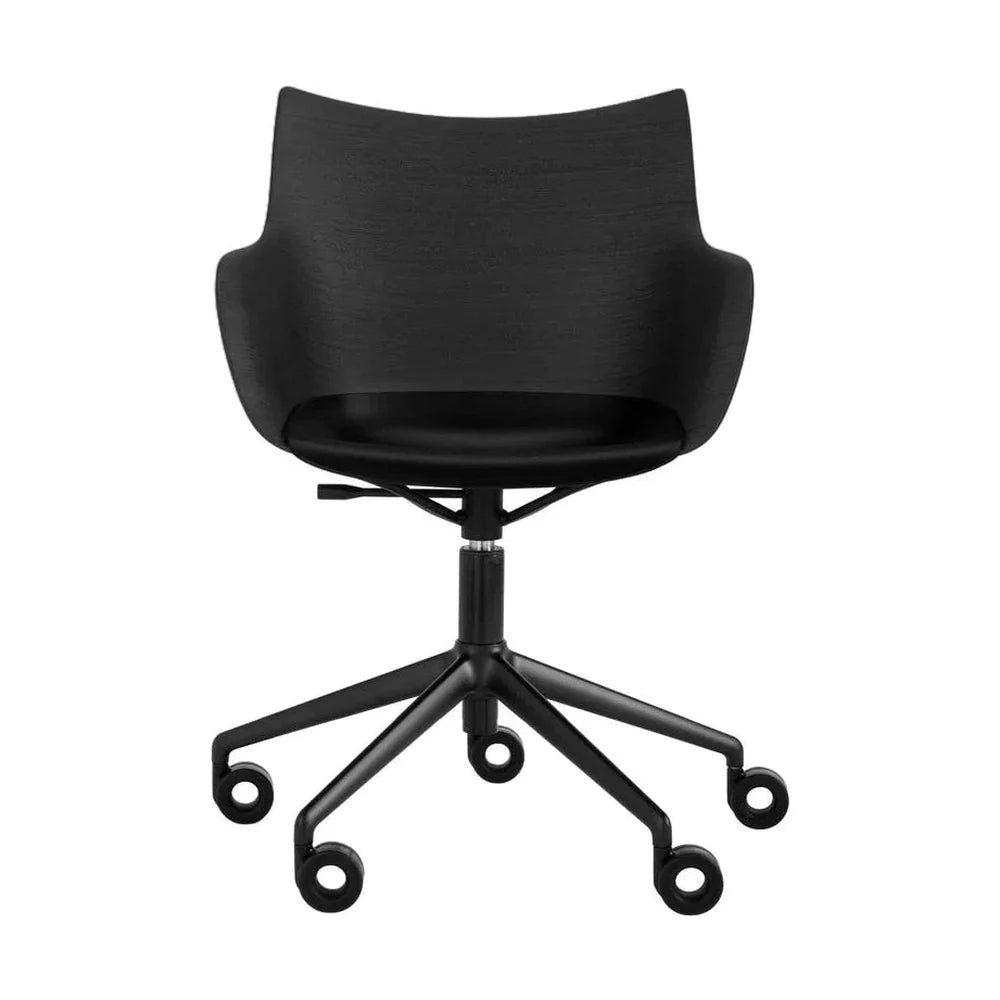 [product_category]-Kartell Q/Wood Armchair With Wheels, Black Wood/Black-Kartell-8058967329933-05927NN-KAR-1