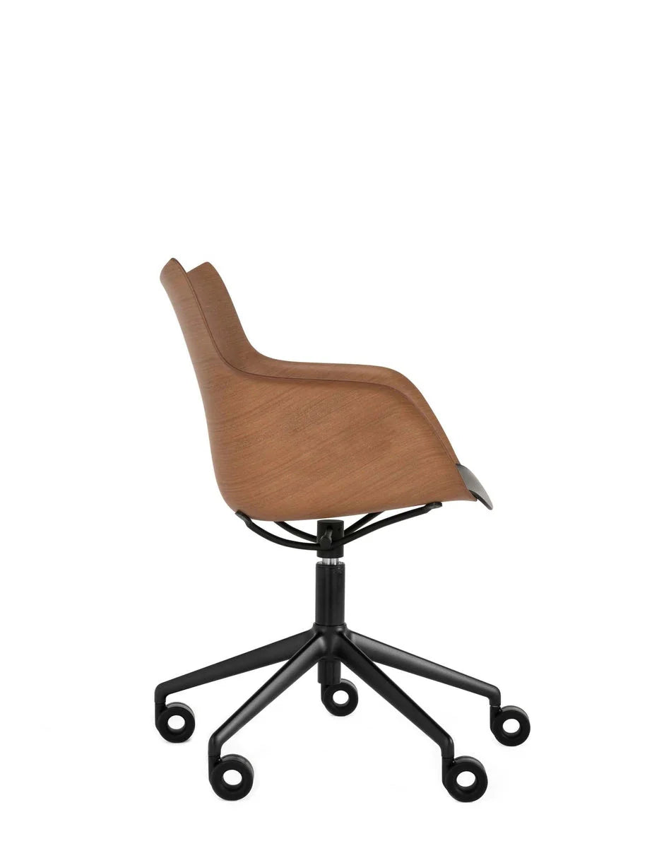 [product_category]-Kartell Q/Wood Armchair With Wheels, Dark Wood/Black-Kartell-8058967308686-05927SN-KAR-3