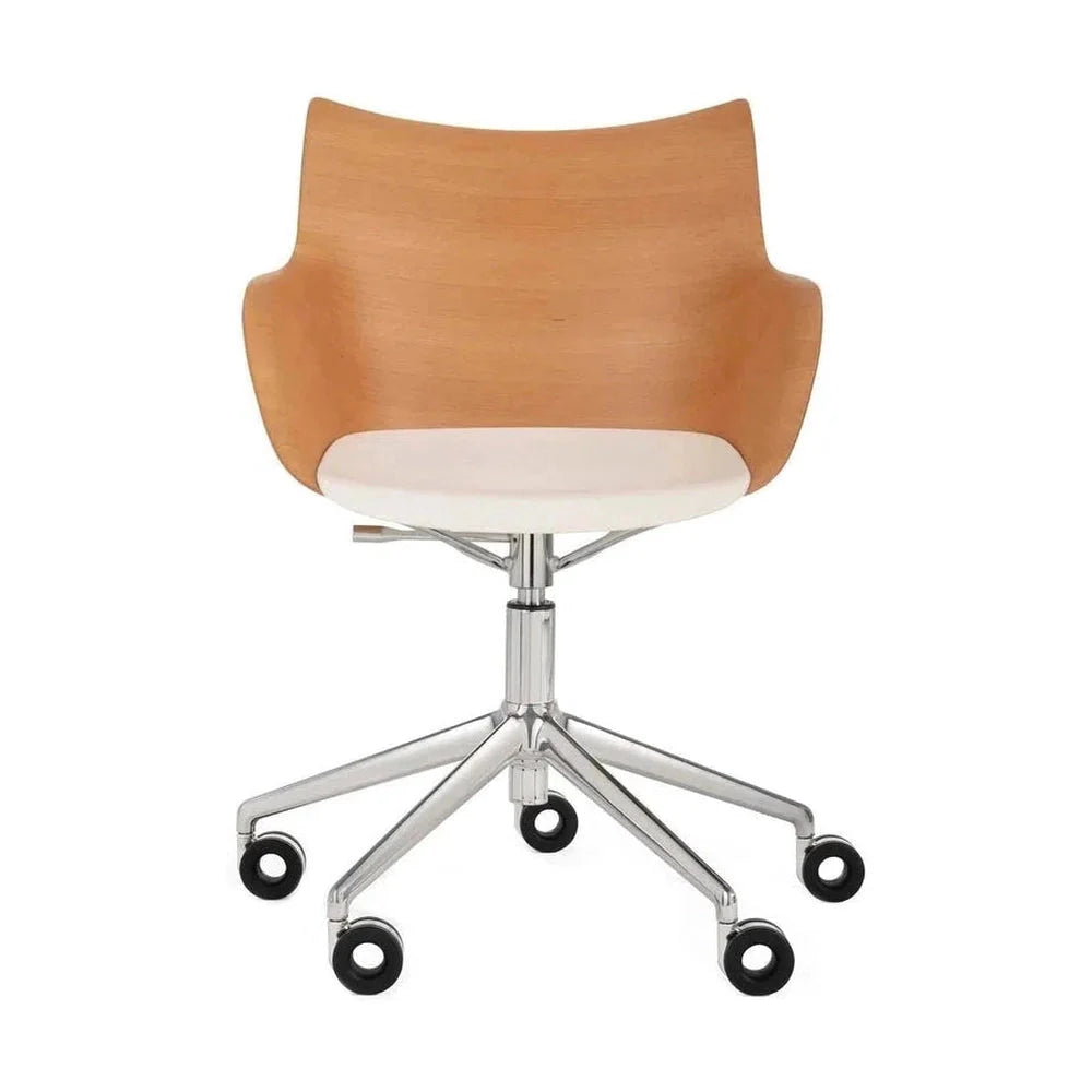 [product_category]-Kartell Q/Wood Armchair With Wheels, Light Wood/Chrome-Kartell-8058967306422-05927CC-KAR-1