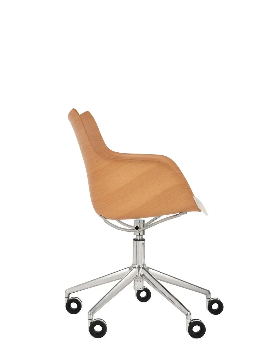 [product_category]-Kartell Q/Wood Armchair With Wheels, Light Wood/Chrome-Kartell-8058967306422-05927CC-KAR-9