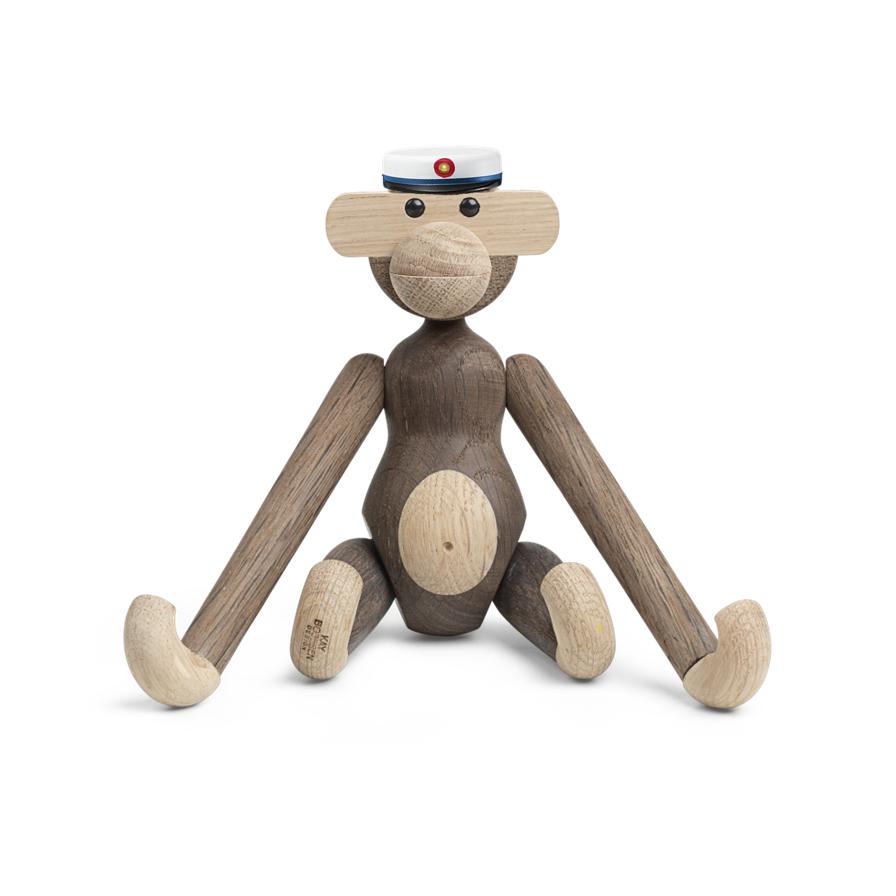 [product_category]-Kay Bojesen Monkey Small Oak/Smoked Oak With Blue Student Cap-Kay Bojesen-39257+39231-KAY-1