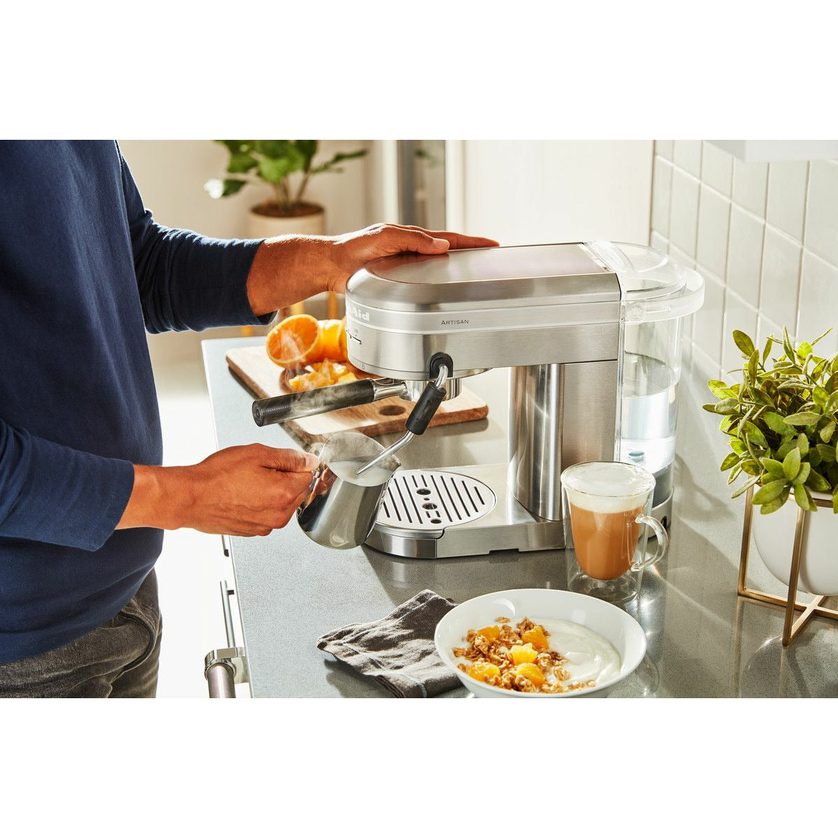 [product_category]-Kitchen Aid 5 Kes6503 Artisan Semi Automatic Espresso Machine, Medallion Silver-KitchenAid-8003437607592-5KES6503EMS-KIT-6