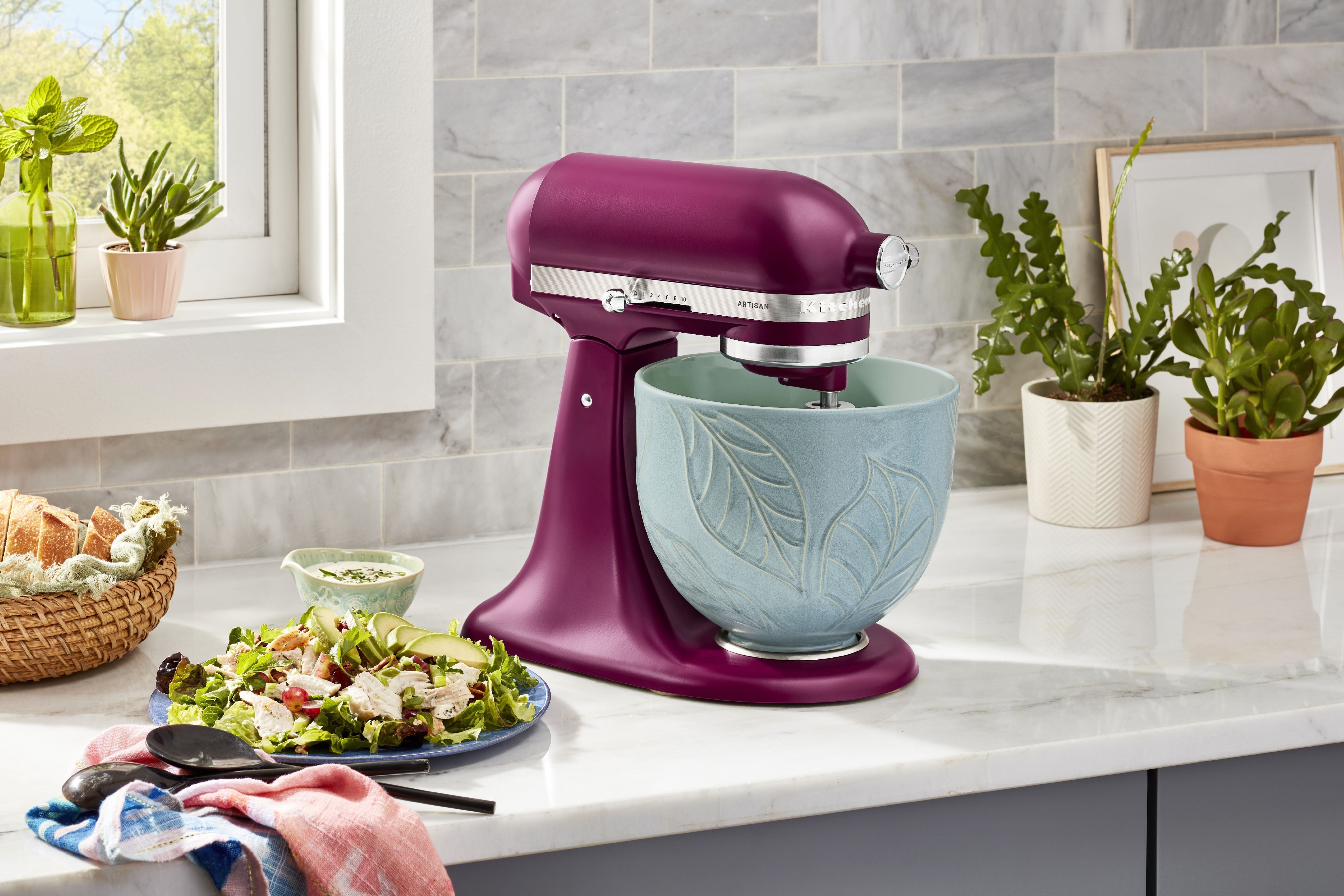 [product_category]-Kitchen Aid Ceramic Bowl 4.7 L, Spring Leaves-KitchenAid-8003437643644-5KSM2CB5LB-KIT-3
