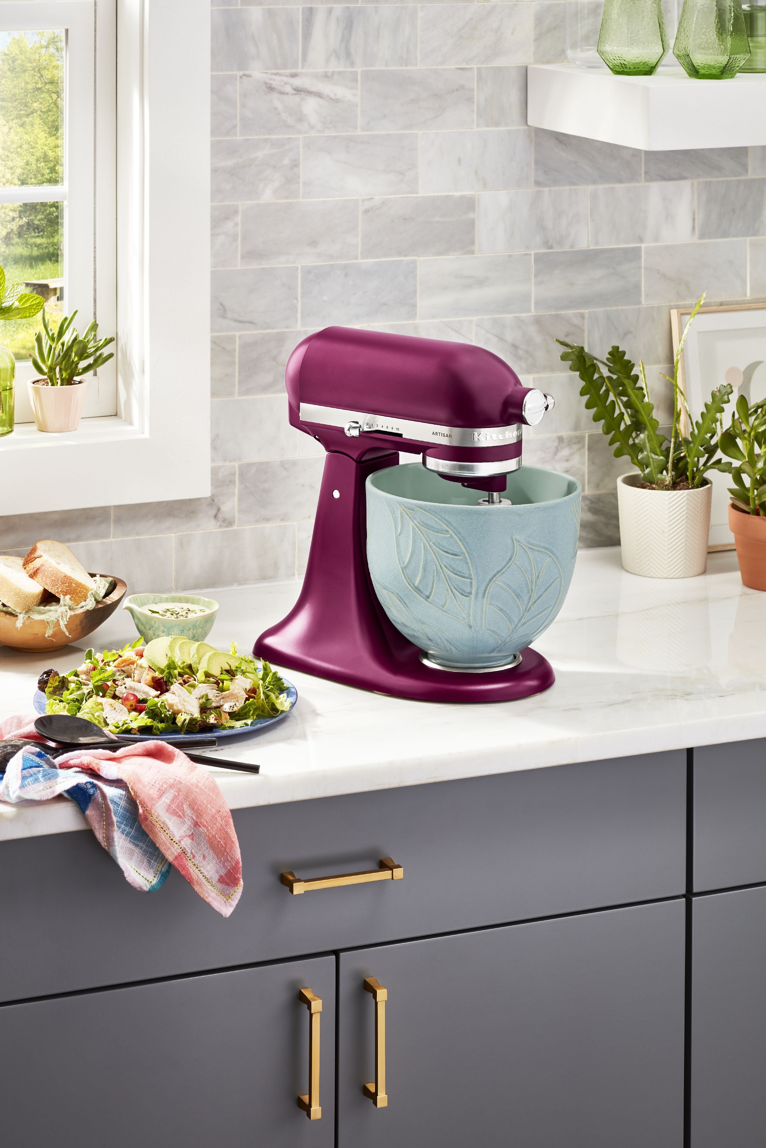[product_category]-Kitchen Aid Ceramic Bowl 4.7 L, Spring Leaves-KitchenAid-8003437643644-5KSM2CB5LB-KIT-4