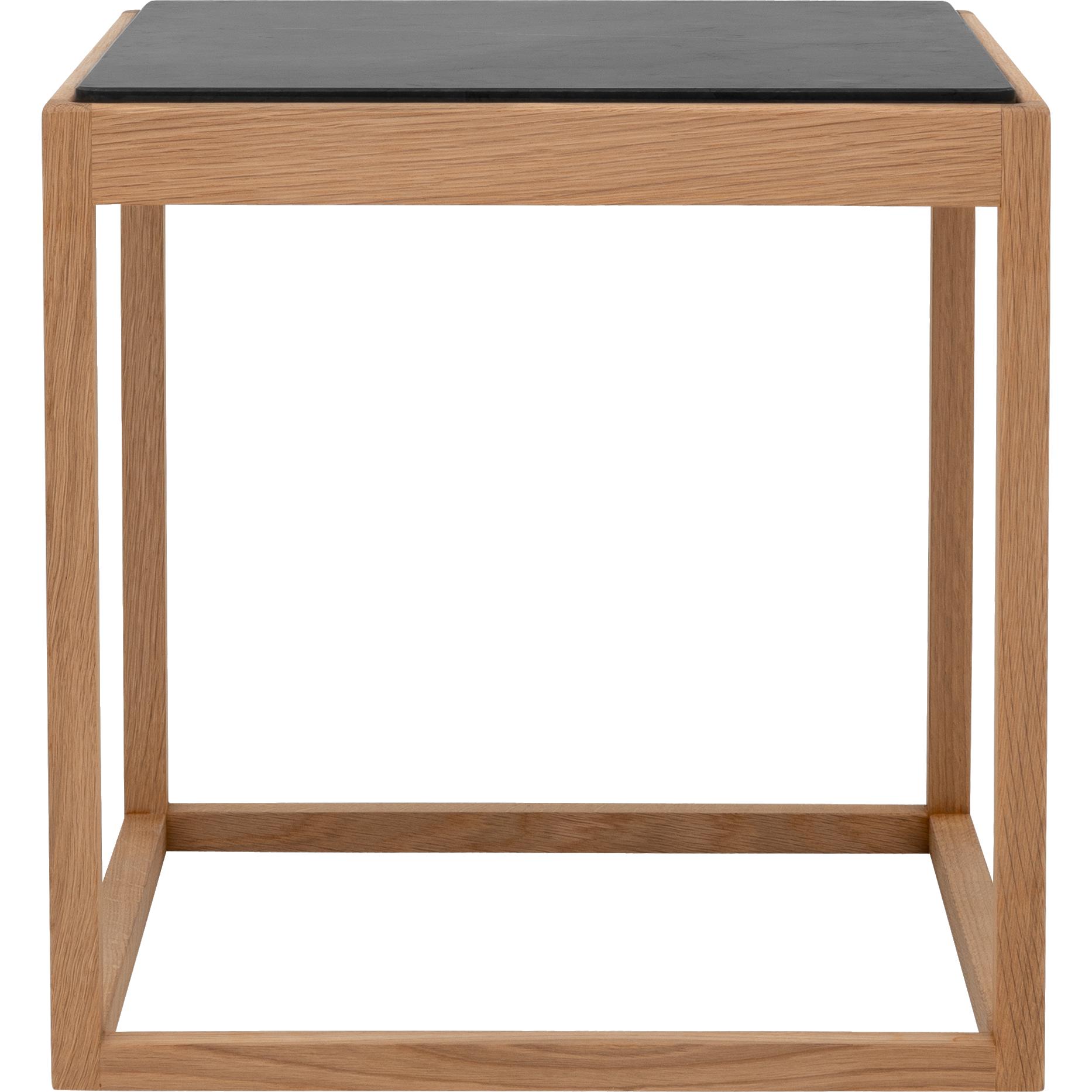 [product_category]-Klassik Studio Kø Cube Side Table Oak Oiled, Grey Marble-Klassik Studio-CUBE-OILEDOAK-DARKGREYMARBLE-KLA-1
