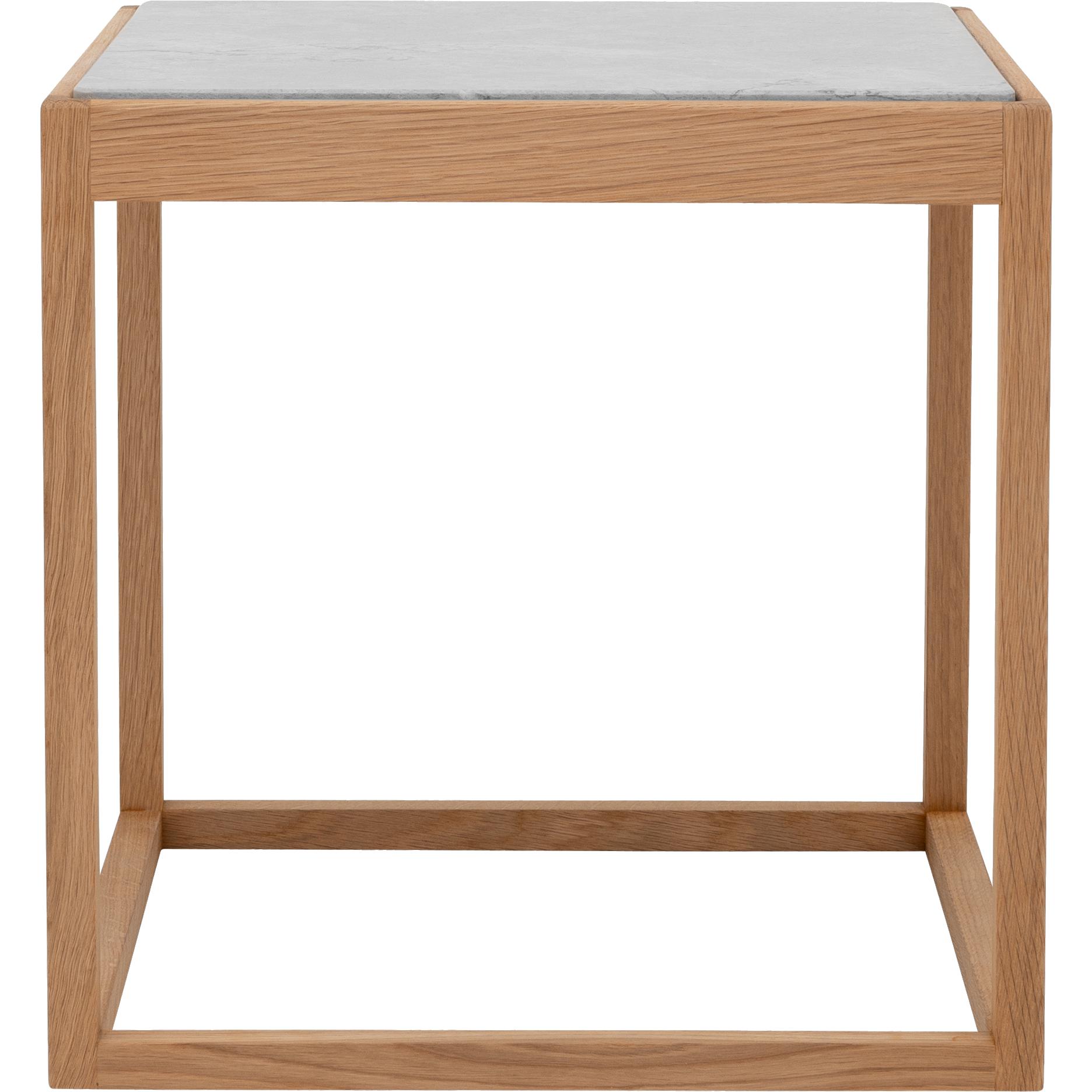 [product_category]-Klassik Studio Kø Cube Side Table Oak Soaped, Light Grey Marble-Klassik Studio-CUBE-SOAPEDOAK-LIGHTGREYMARBLE-KLA-1