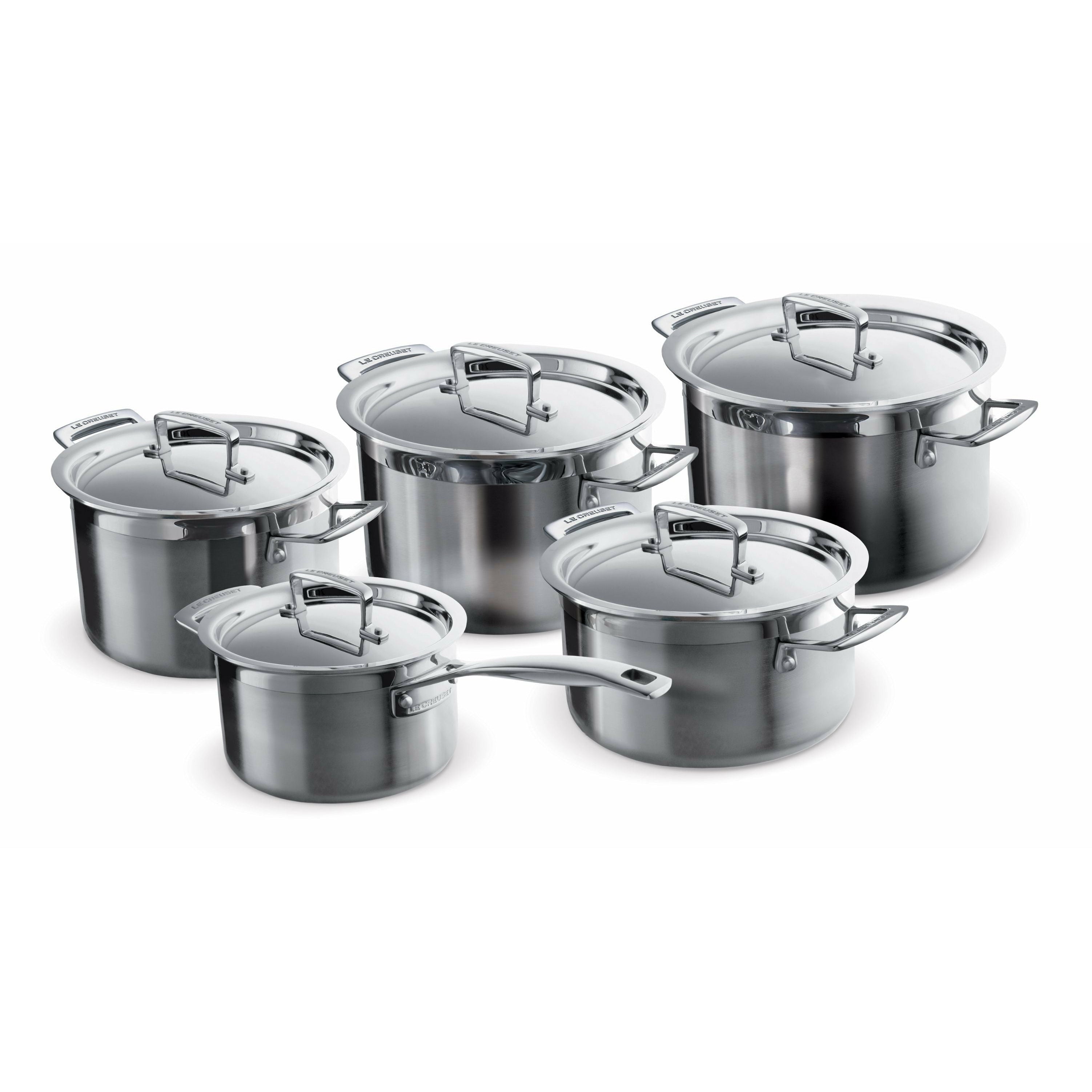 [product_category]-Le Creuset 3 Ply Stainless Steel 5 Piece Cookware Set, 18+20+24+20+16 Cm-Le Creuset-630870053464-96209400001000-LEC-1