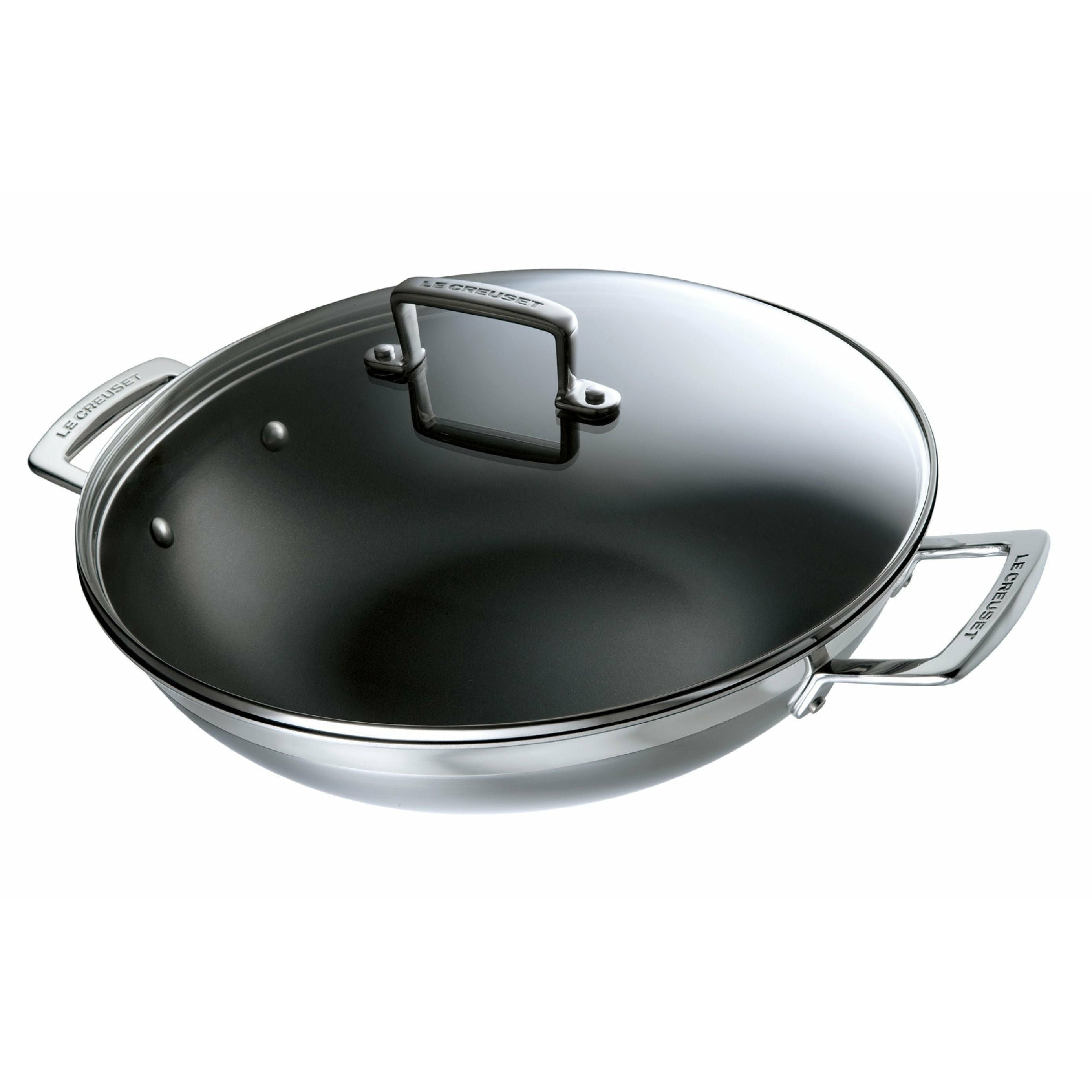 [product_category]-Le Creuset 3 Ply Stainless Steel Non Stick Wok With Glass Lid 4.3 L, 30 Cm-Le Creuset-630870042598-96201130001000-LEC-1