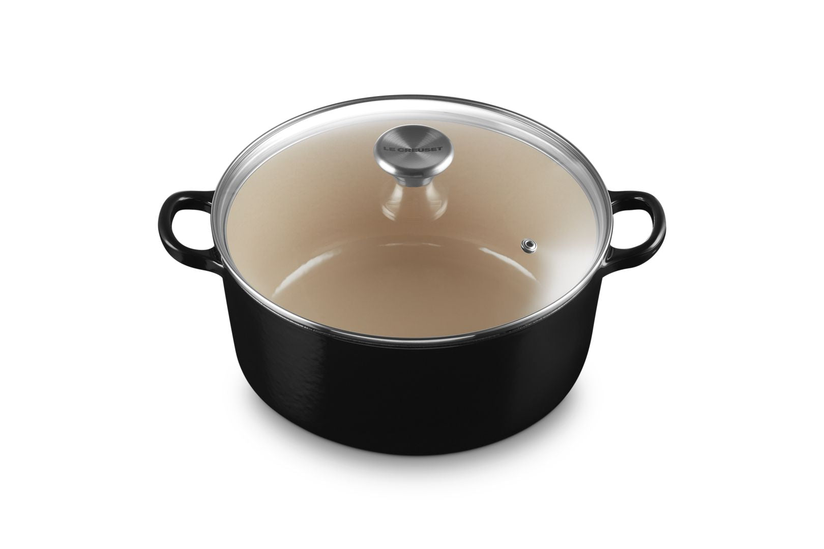 [product_category]-Le Creuset Round Casserole With Glass Lid 24 Cm, Black Onyx-Le Creuset-0024147314202-27001241402423-LEC-1