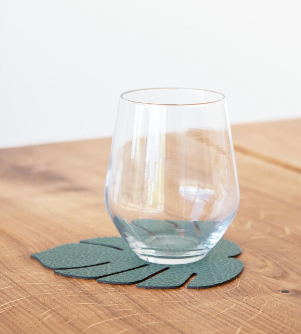 [product_category]-Lind Dna Leaf Glass Coaster Hippo Leather, Pastel Green-Lind DNA-5711905518235-989961-LIN-2