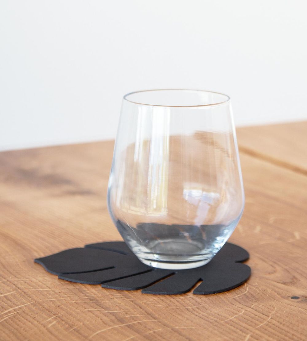 [product_category]-Lind Dna Leaf Glass Coaster Nupo Leather, Black-Lind DNA-5711905519829-990074-LIN-2