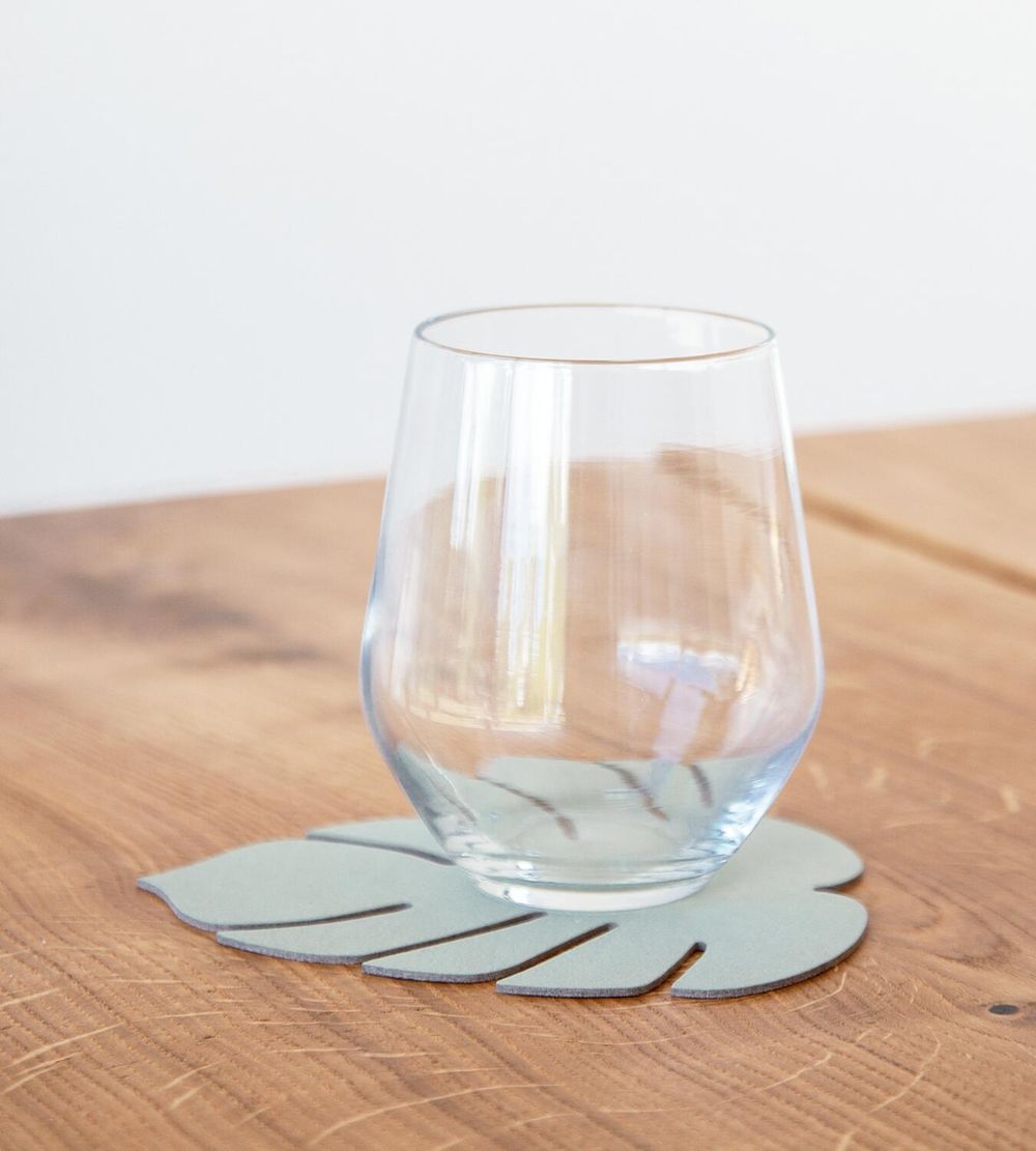 [product_category]-Lind Dna Leaf Glass Coaster Nupo Leather, Olive Green-Lind DNA-5711905518266-989964-LIN-2