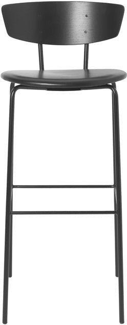 [product_category]-Living Herman Bar Chair Black/Black Leather, High-Ferm Living-5704723021889-9485-FER-1