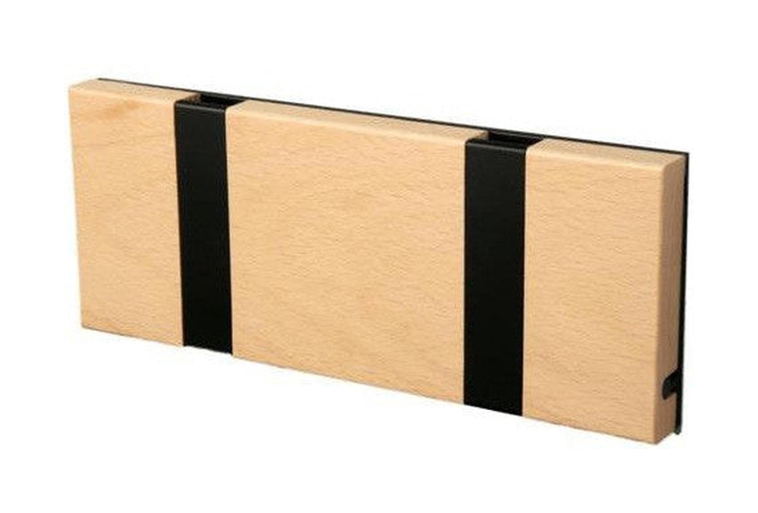 [product_category]-Loca Knax Horizontal Coat Rack 2 Hooks, Beech Oiled/Black-LOCA-5711394120025-10211O-LOC-1