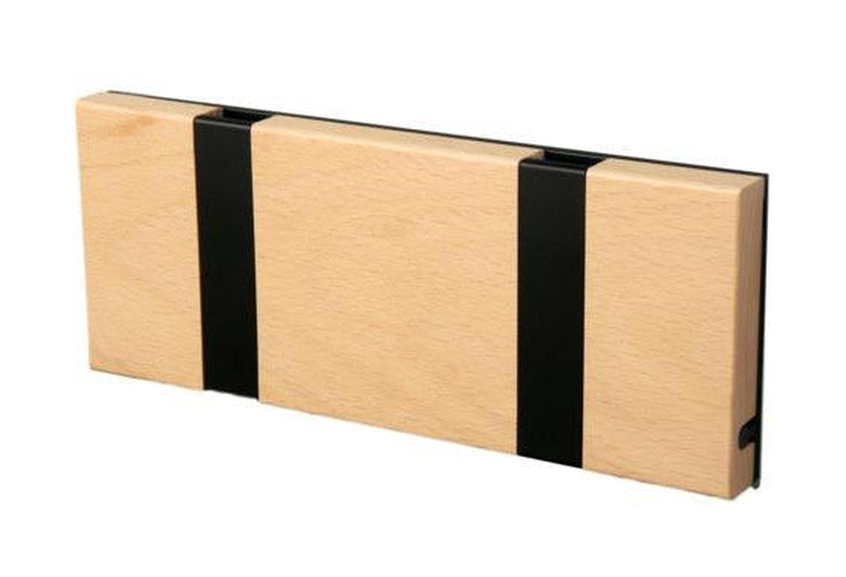 [product_category]-Loca Knax Horizontal Coat Rack 2 Hooks, Beech Soap/Black-LOCA-5711394120032-10211S-LOC-1