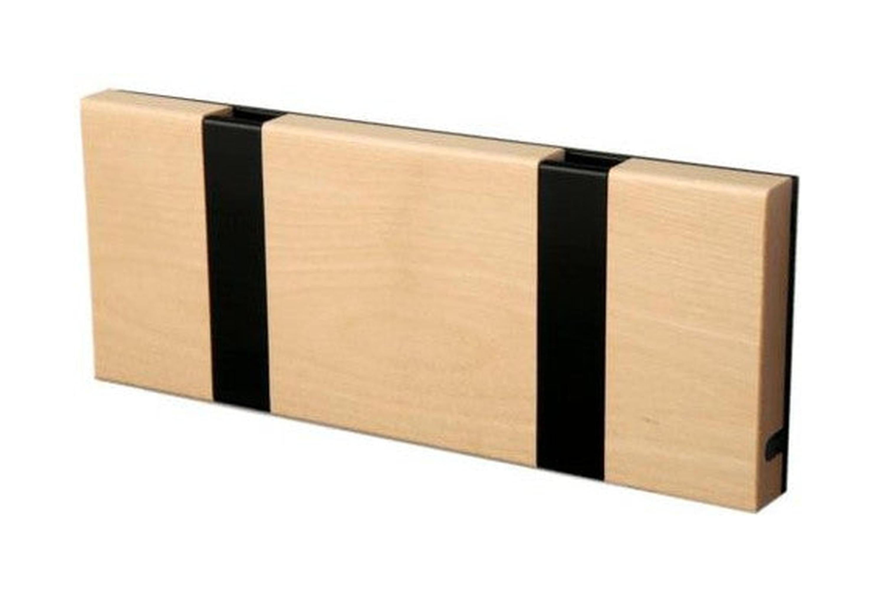 [product_category]-Loca Knax Horizontal Coat Rack 2 Hooks, Birch Untreated/Black-LOCA-5711394120544-10281U-LOC-1