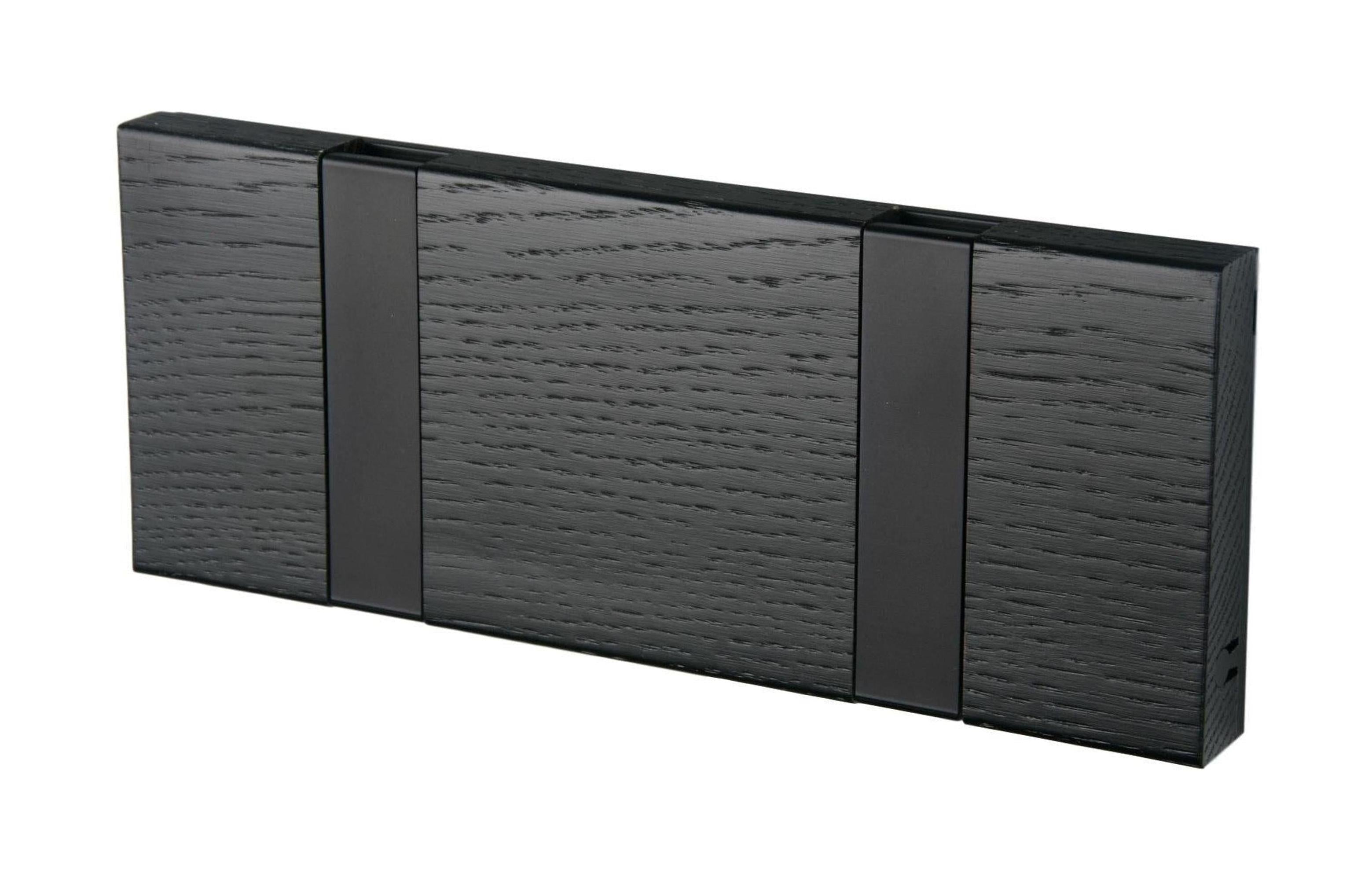 [product_category]-Loca Knax Horizontal Coat Rack 2 Hooks, Oak Black Stained/Black-LOCA-5711394120674-10291B-LOC-1