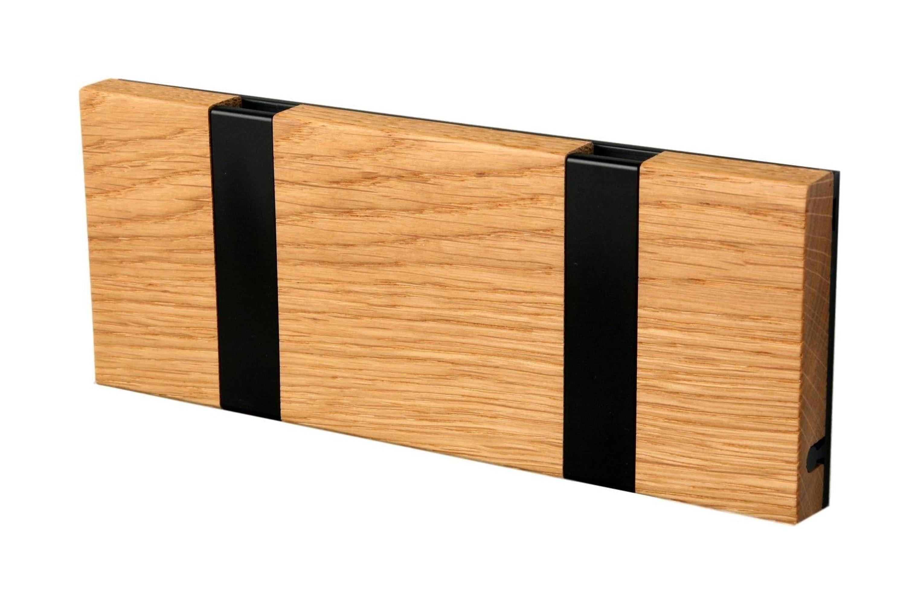 [product_category]-Loca Knax Horizontal Coat Rack 2 Hooks, Oak Oiled/Black-LOCA-5711394120612-10291O-LOC-1