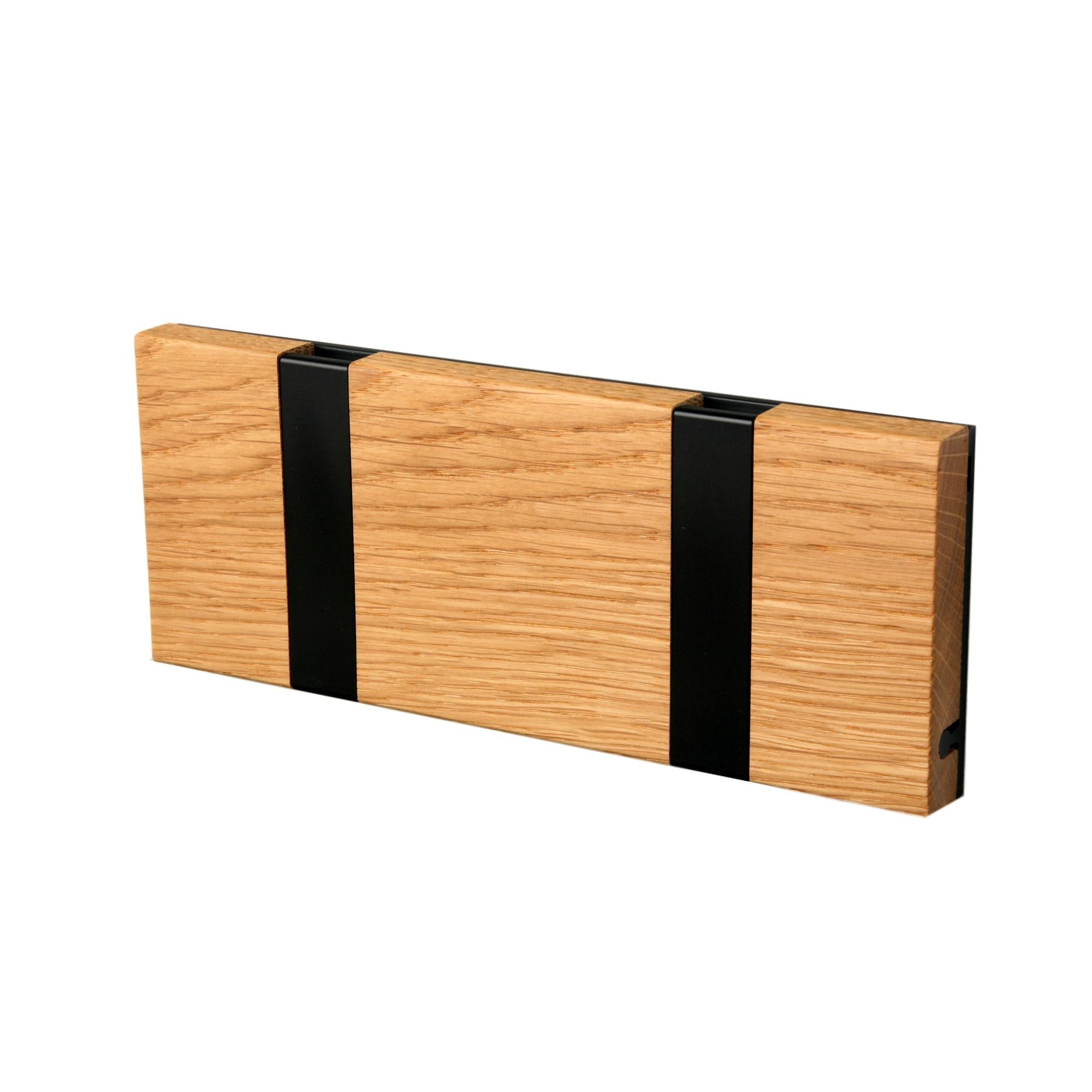 [product_category]-Loca Knax Horizontal Coat Rack 2 Hooks, Oak Oiled/Black-LOCA-5711394120612-10291O-LOC-2
