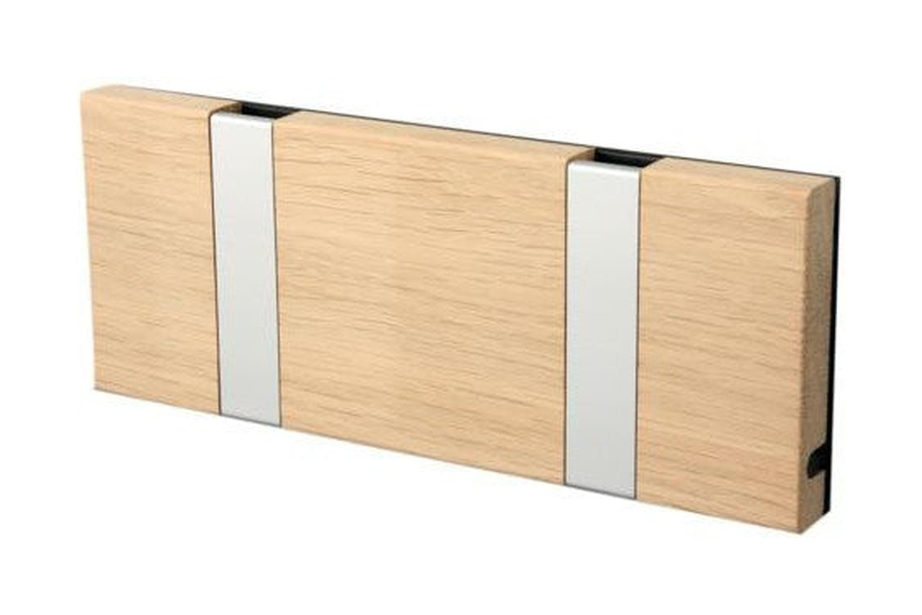 [product_category]-Loca Knax Horizontal Coat Rack 2 Hooks, Oak Untreated/Grey-LOCA-5711394120667-10292U-LOC-1