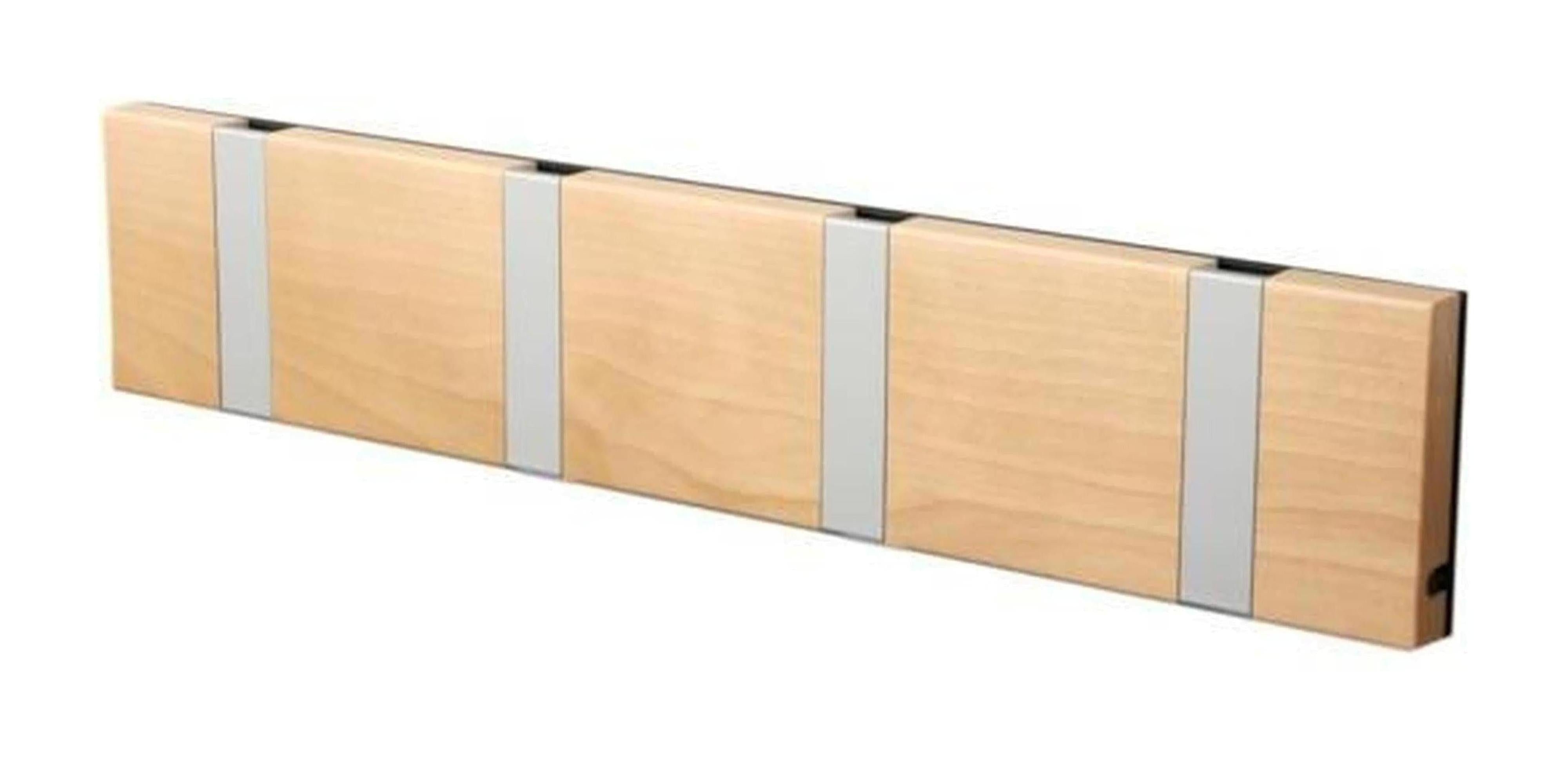 [product_category]-Loca Knax Horizontal Coat Rack 4 Hooks, Birch Untreated/Grey-LOCA-5711394140580-10482U-LOC-1