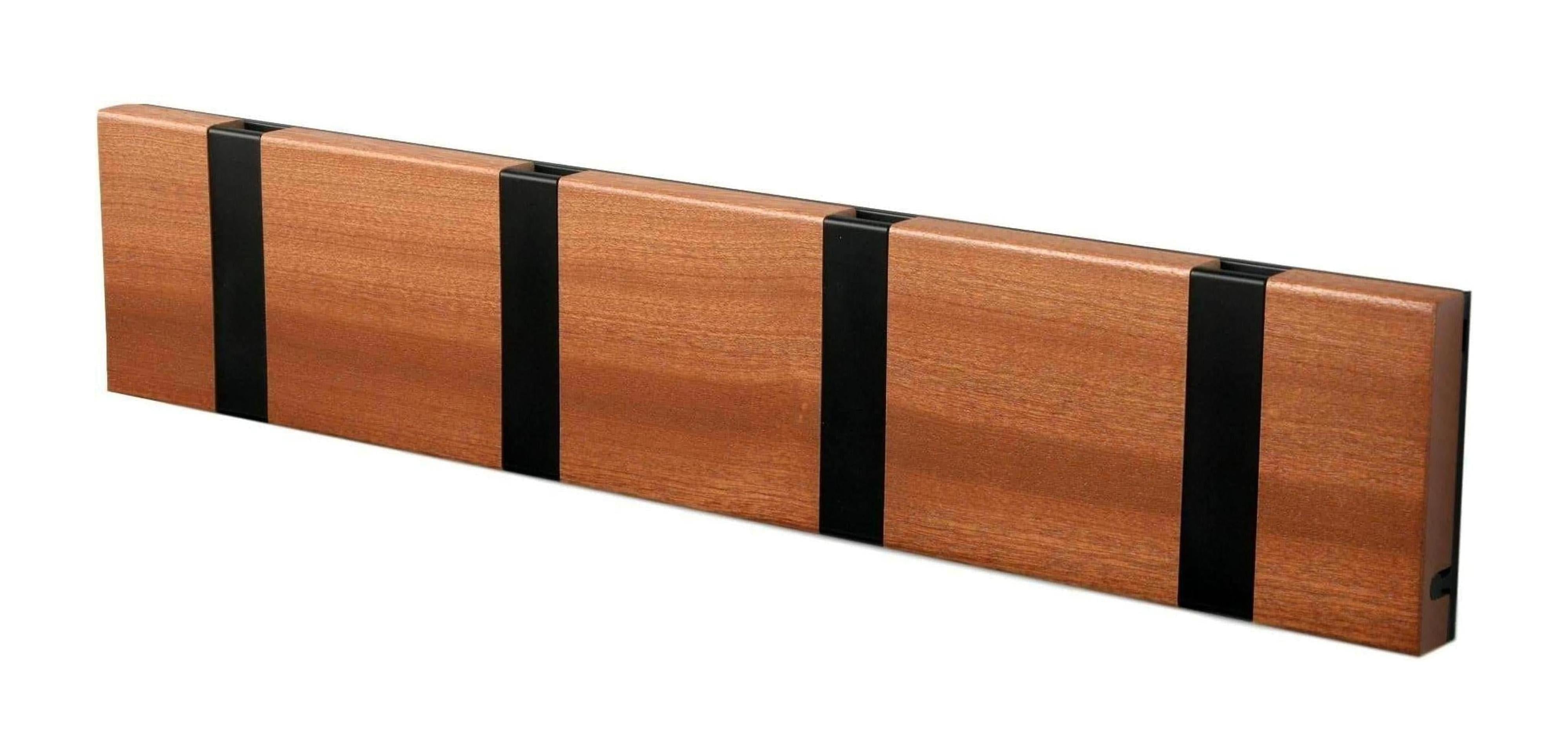 [product_category]-Loca Knax Horizontal Coat Rack 4 Hooks, Mahogany/Black-LOCA-5711394140337-10431-LOC-1